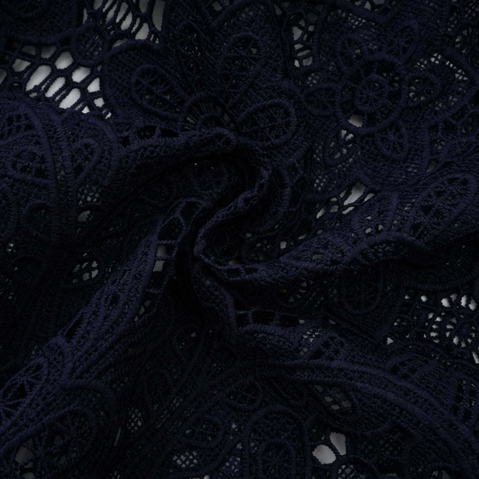 Ariane dark-blue floral crochet-lace midi dress