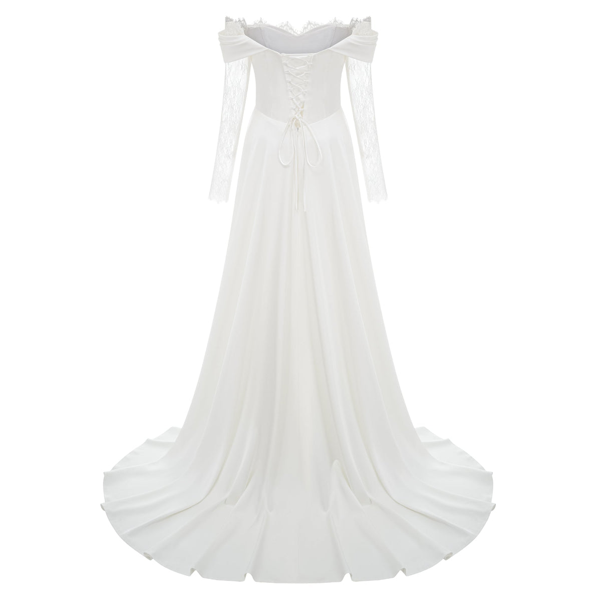 Víctor White Off-Shoulder Lace Panel Maxi Dress