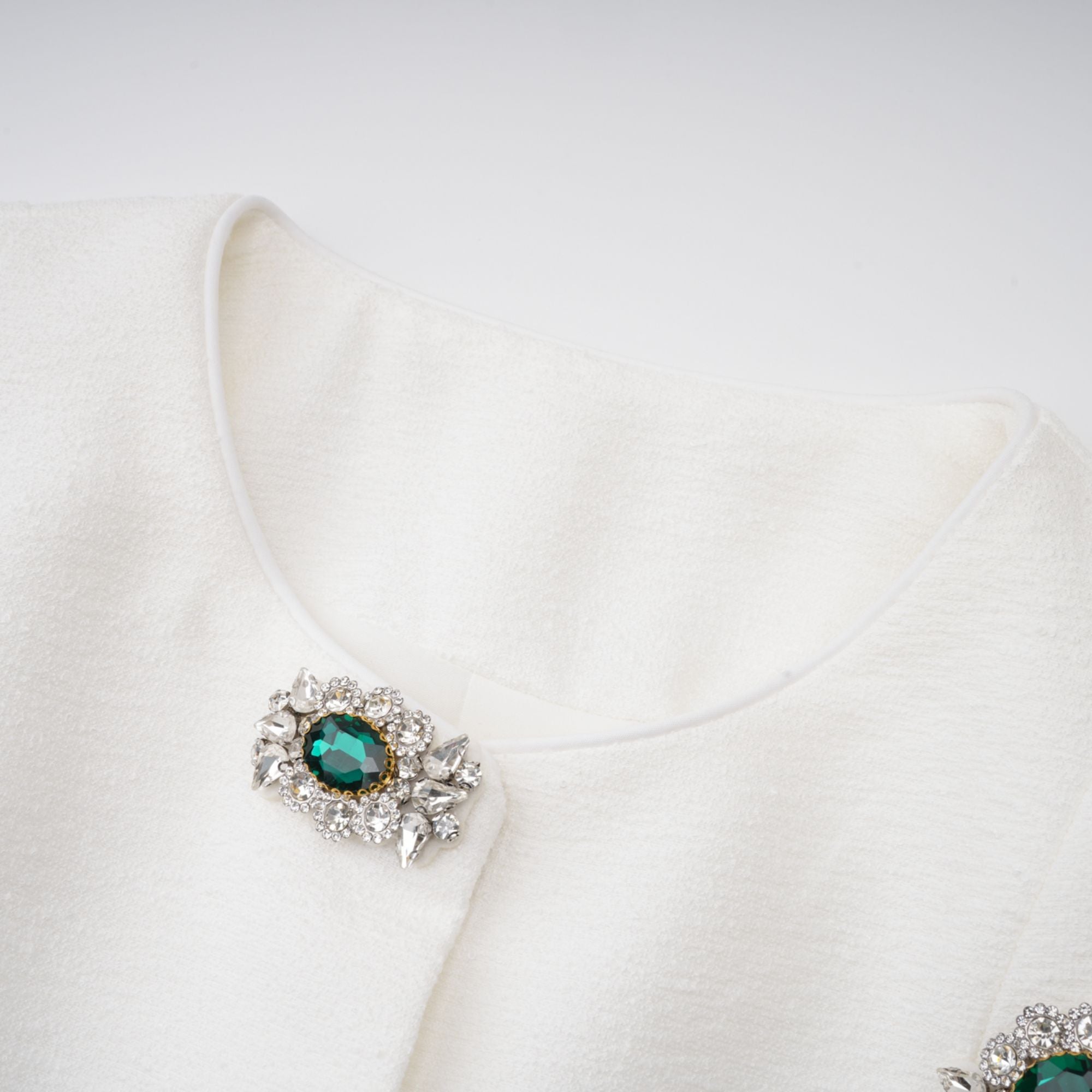 Bérénice White Crystal Embellished Peplum Jacket