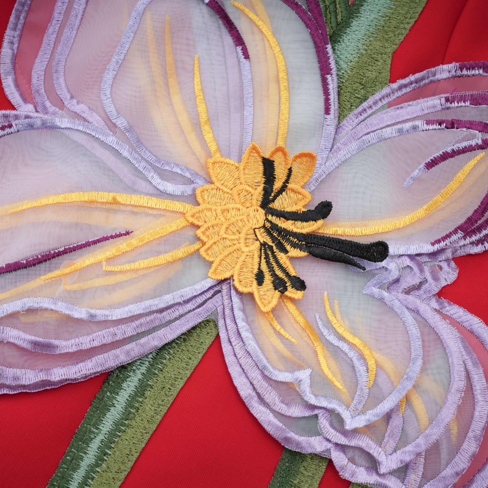 Irène Sequin Embroidered Off-Shoulder Midi Dress in Red (Final Sale-US Only)