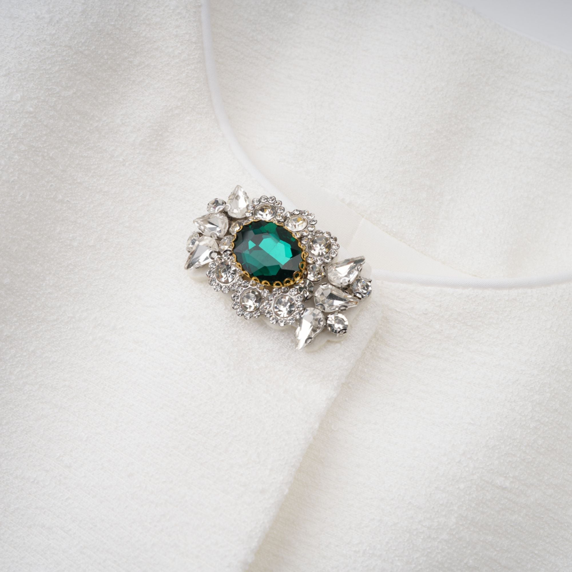 Bérénice White Crystal Embellished Peplum Jacket