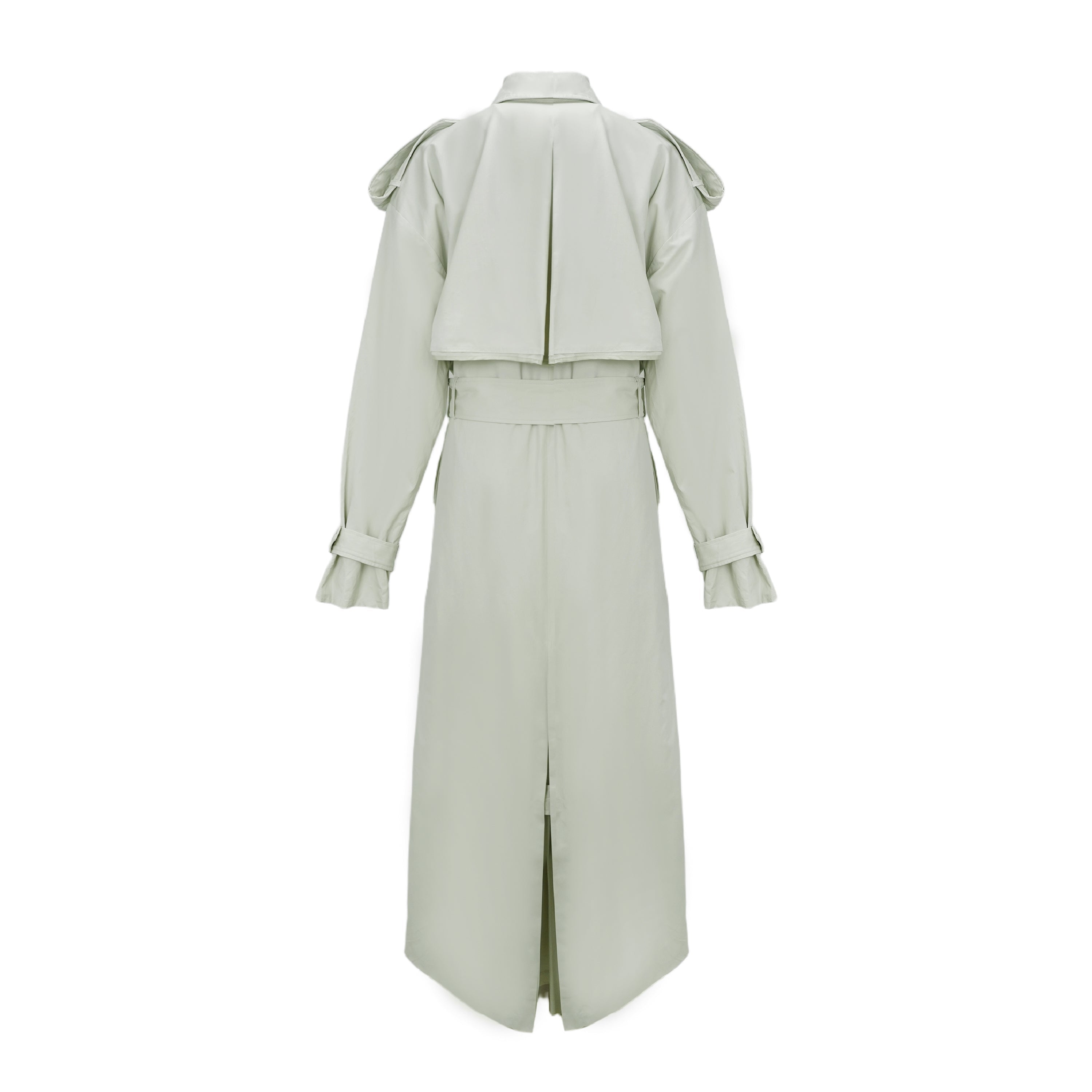Bruyère White Double-Breasted Long Trench Coat