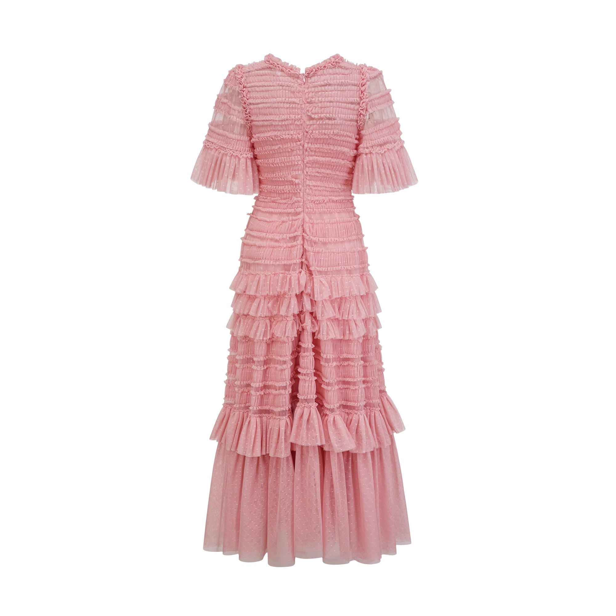 Aimée pink dot-detail ruffled tulle midi dress (Final Sale-US Only)