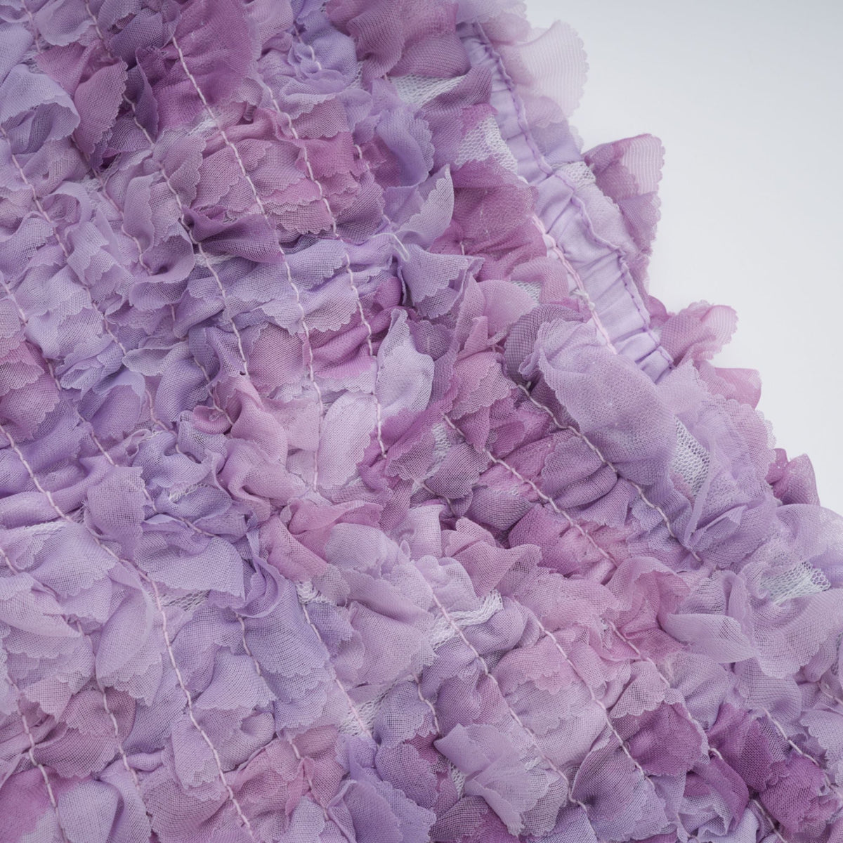 Mylène purple 3D-petal tiered tulle mini dress