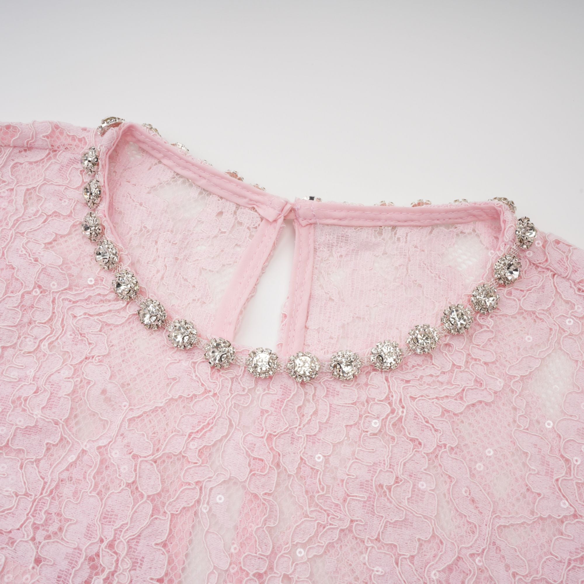 Elisabetta pink embellished floral-embroidered lace midi dress (Final Sale-US Only)