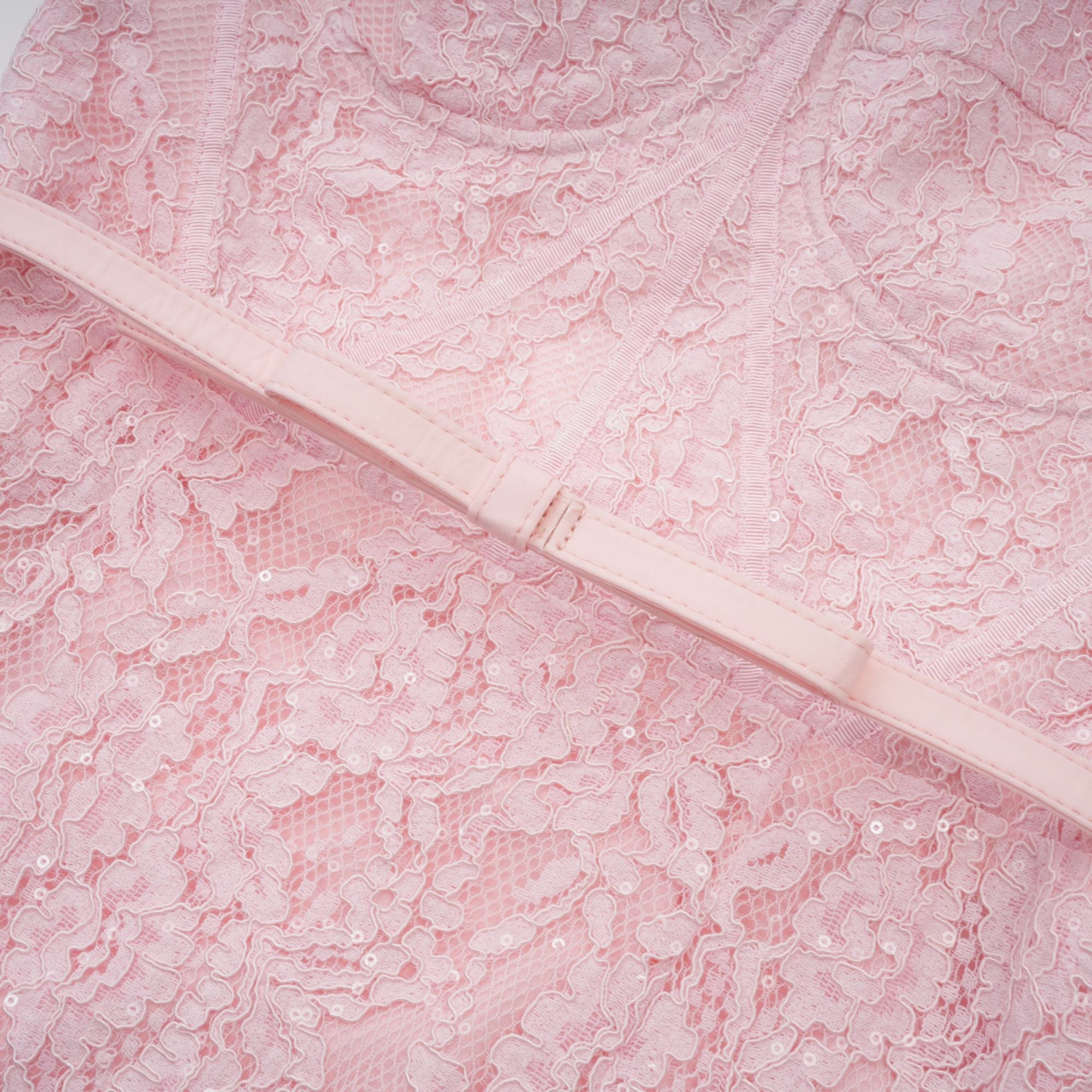 Elisabetta pink embellished floral-embroidered lace midi dress
