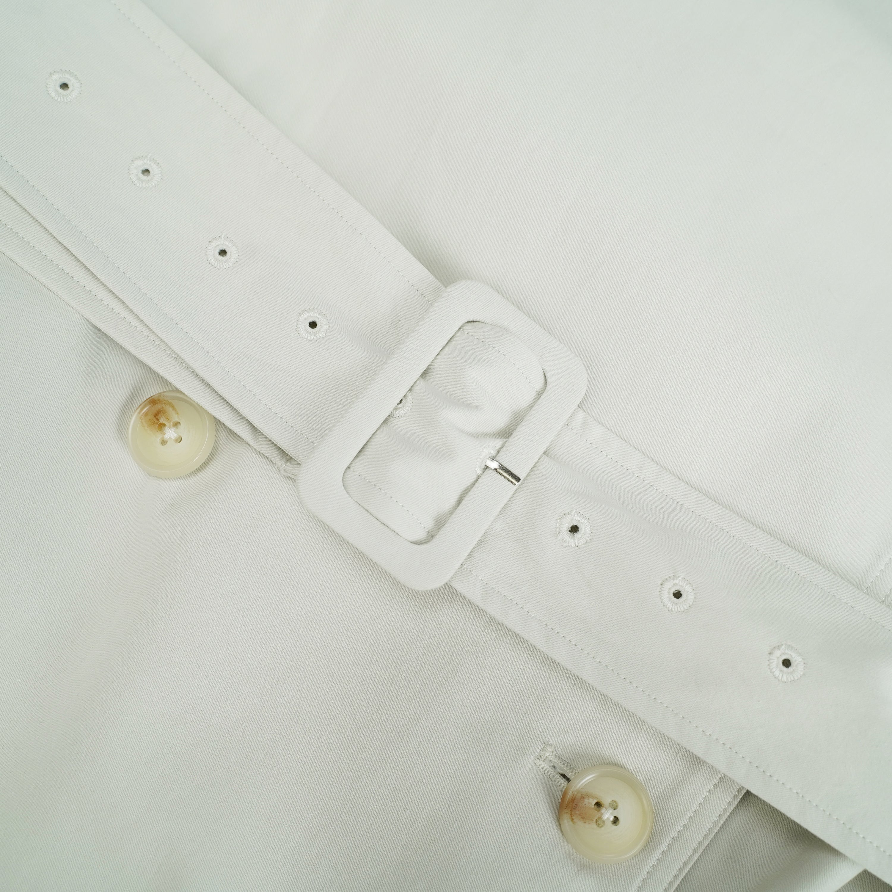 Bruyère White Double-Breasted Long Trench Coat
