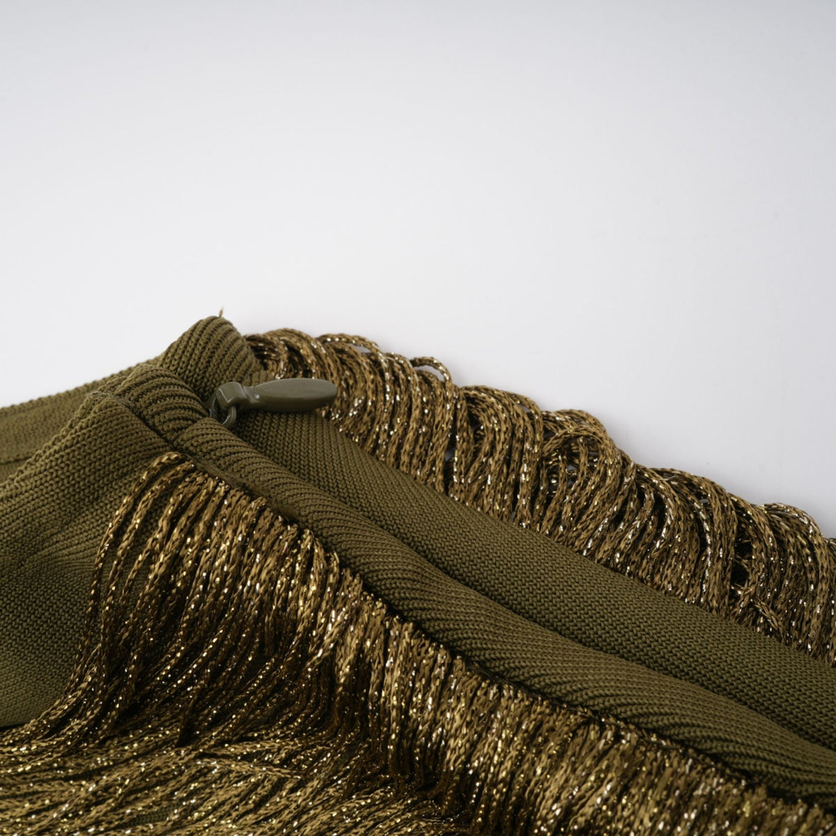 Borbála Green Fringed Top & Satin Skirt Set (Final Sale-US Only)