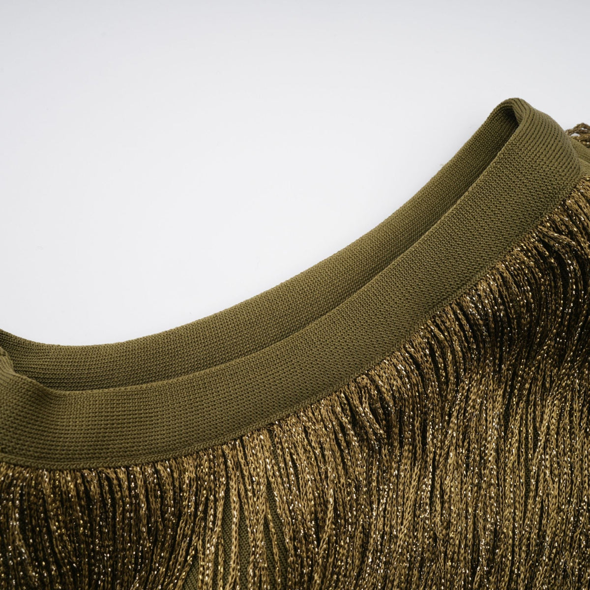 Borbála Green Fringed Top & Satin Skirt Set