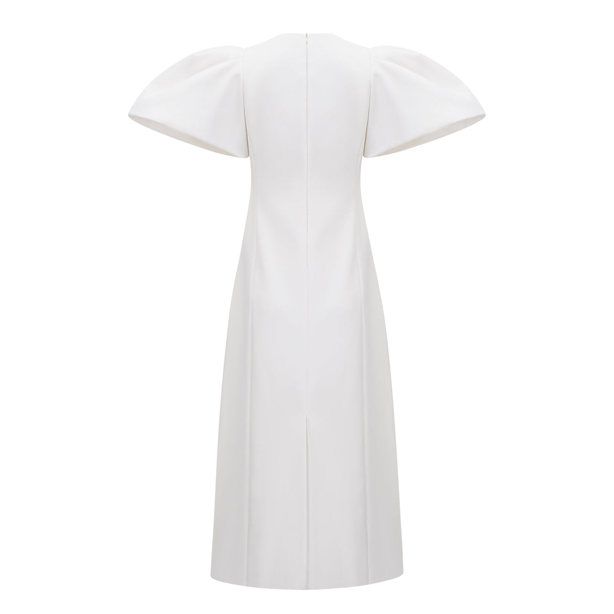 Irène White Sequin Floral Embroidered Midi Dress