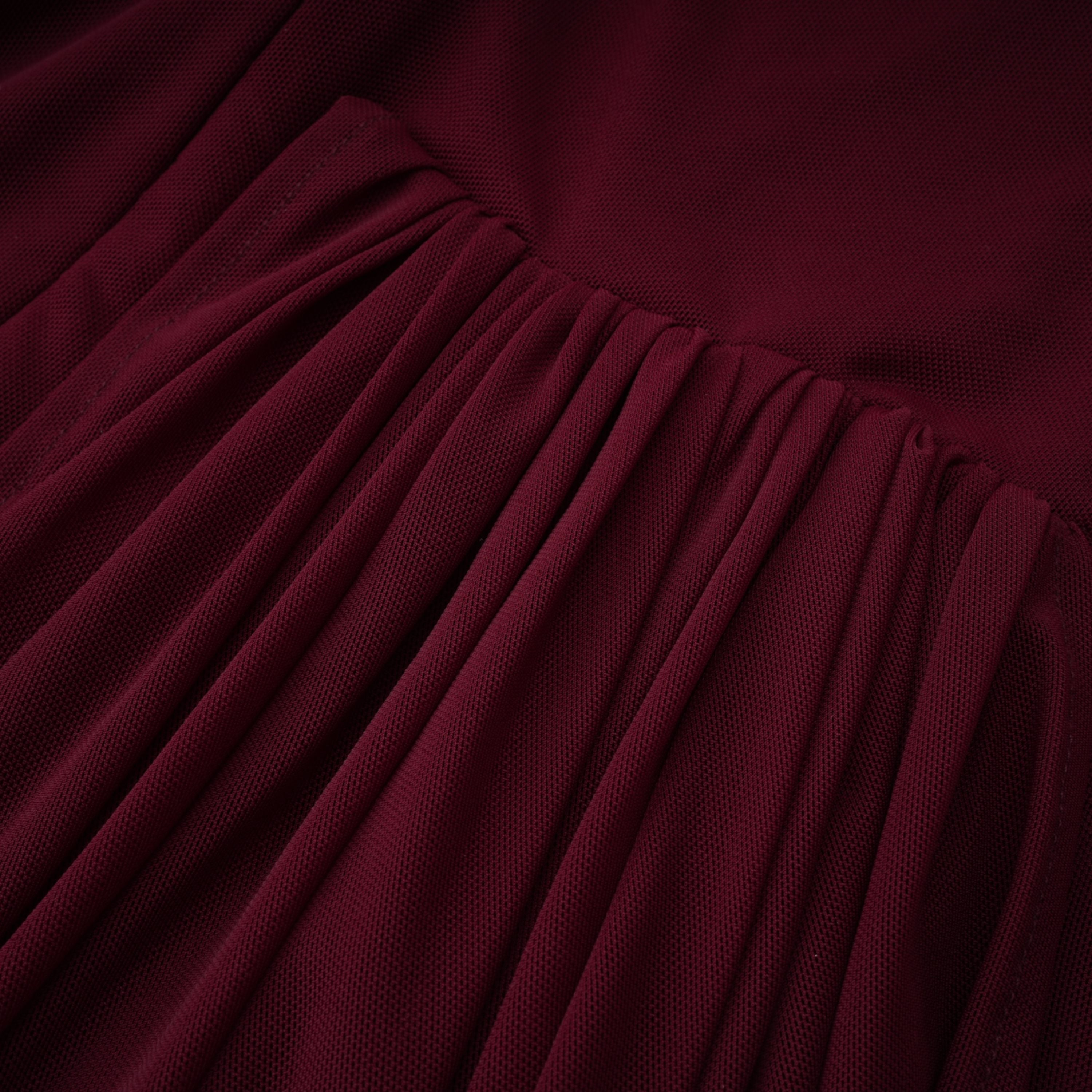 Newton Red Asymmetrical Ribbon Ruched Maxi Dress