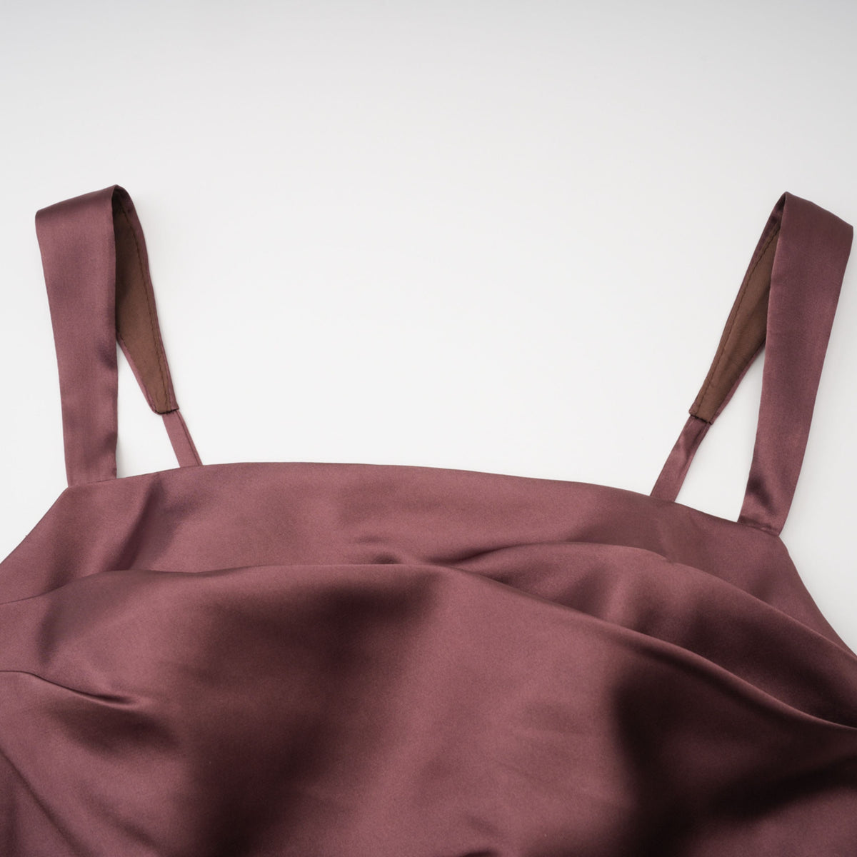Inmaculada Brown Ruched Satin Maxi Dress (Without Gloves) (Final Sale-US Only)