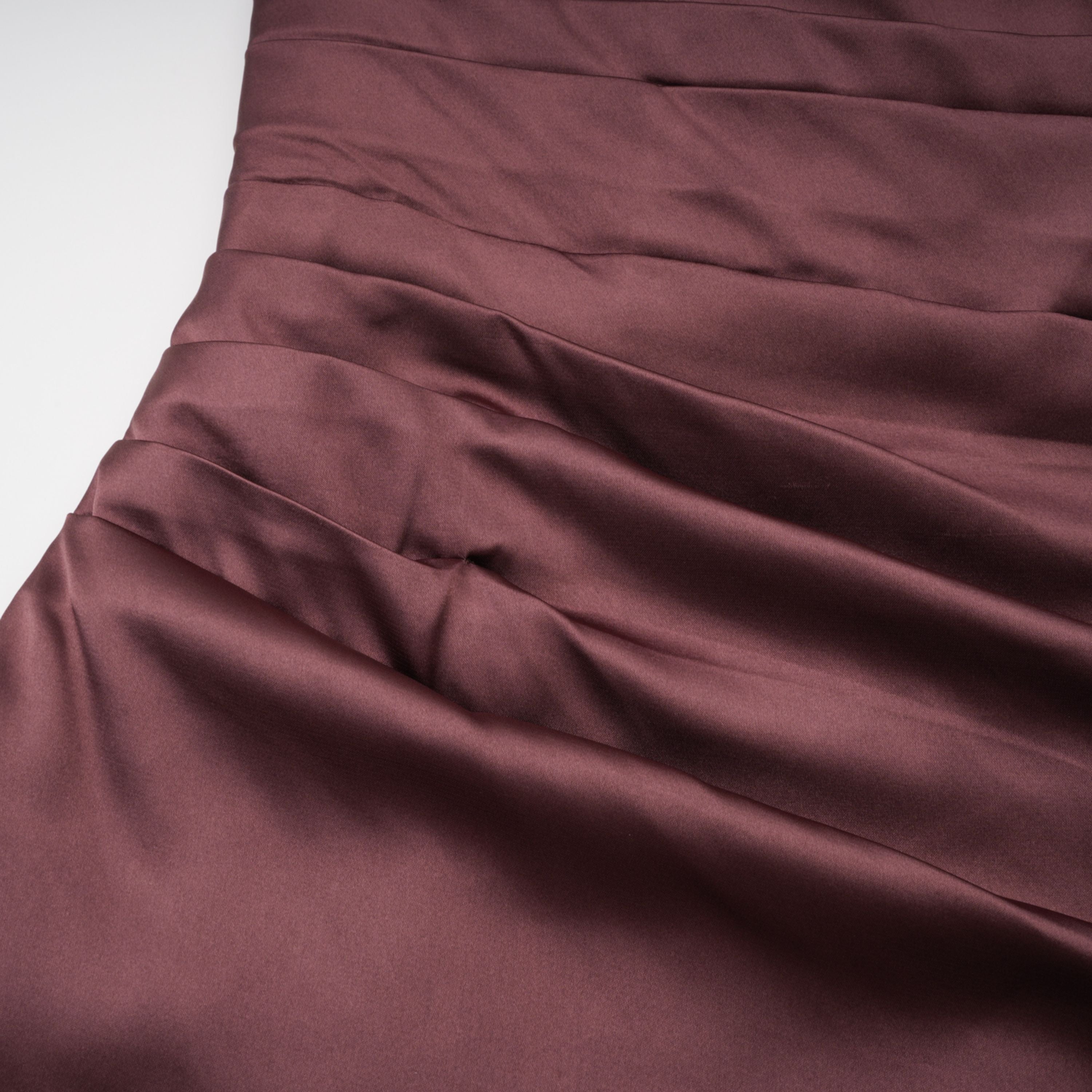 Inmaculada Brown Ruched Satin Maxi Dress (Without Gloves) (Final Sale-US Only)