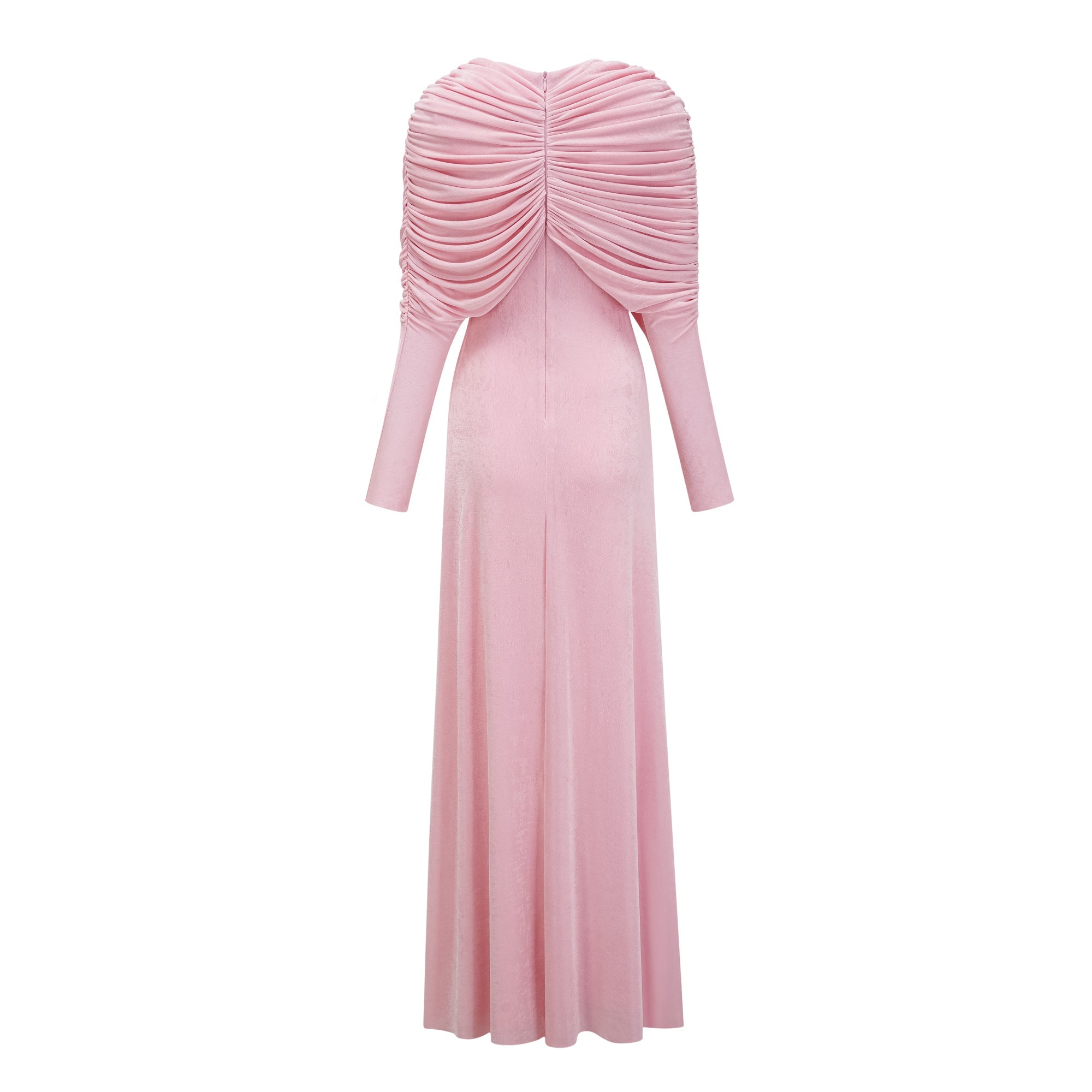 Moderne Pink Shawl Panel Ruched Maxi Dress (Final Sale-US Only)