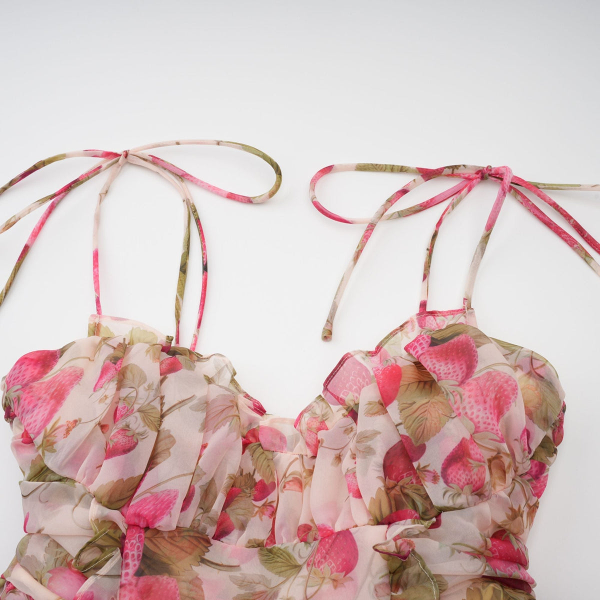 Angèle strawberry-print tiered mini dress