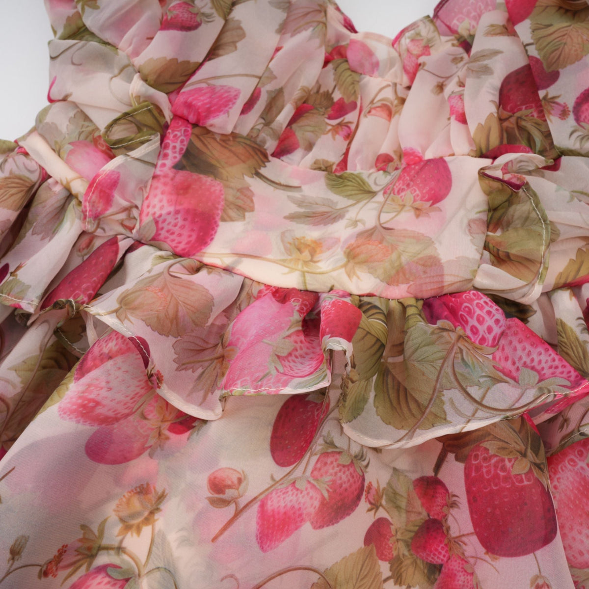 Angèle strawberry-print tiered mini dress