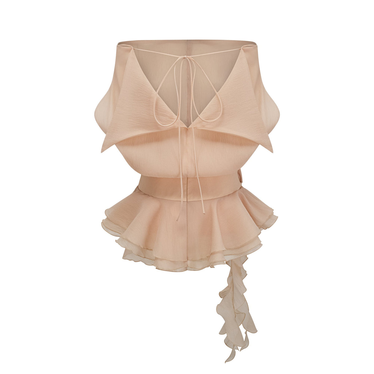 Amélie floral-appliqué flounced mini dress in Neutrals (Final Sale-US Only)