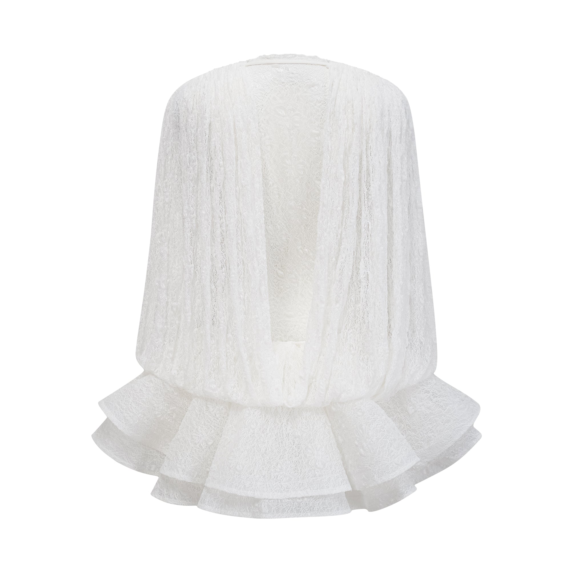 Isoline white semi-sheer lace top & shorts & dress matching set (Final Sale-US Only)