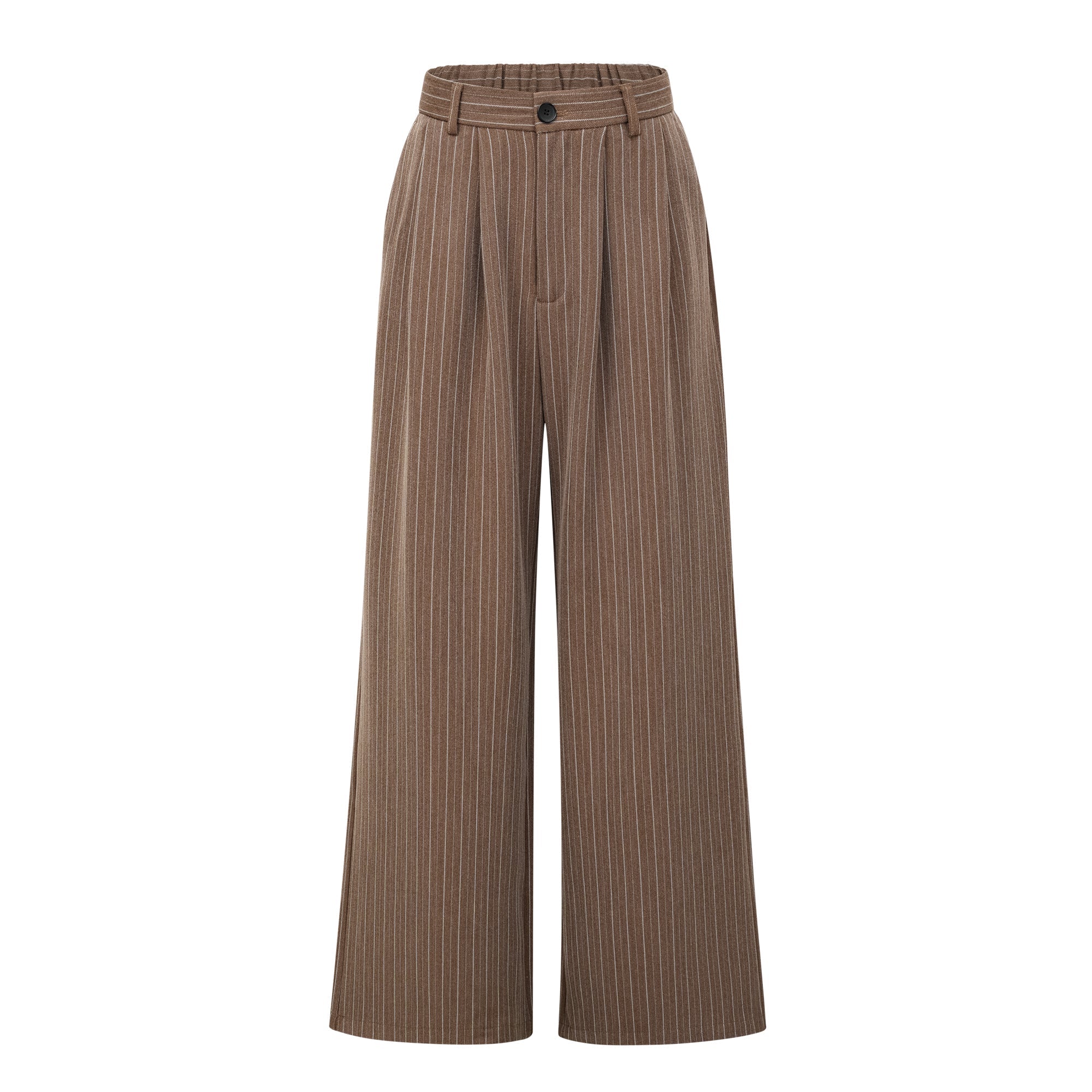 Clémence Brown Striped Trench Coat & Trousers Set - brown