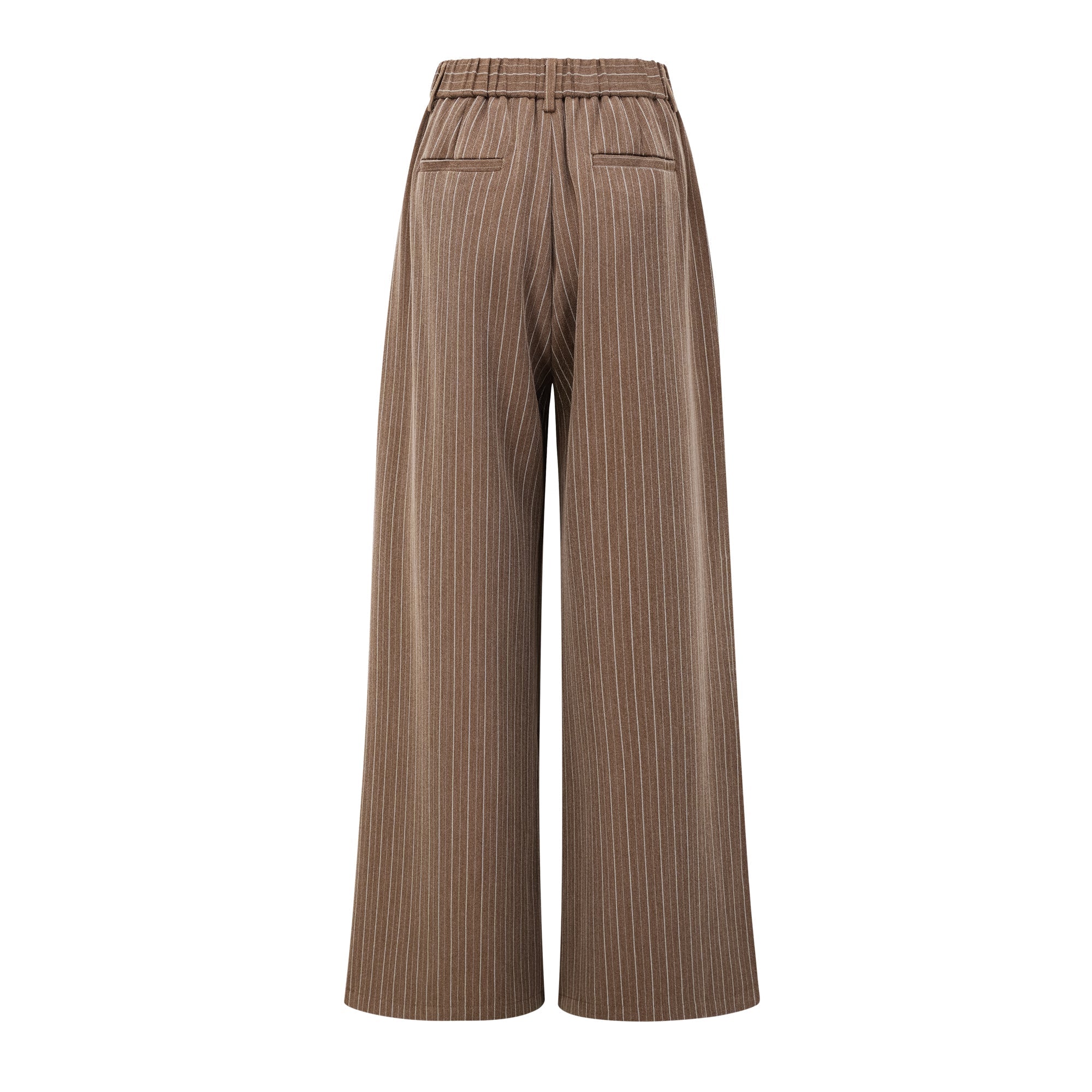 Clémence Brown Striped Trench Coat & Trousers Set - brown