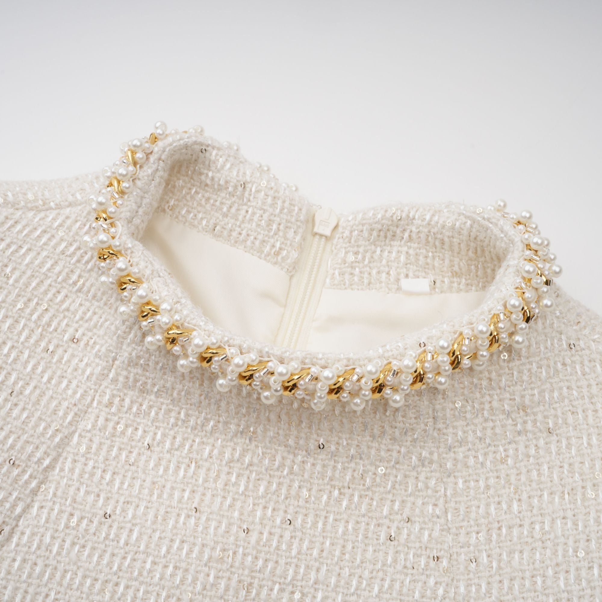 Jeanne white embellished tweed mini dress (Final Sale-US Only)
