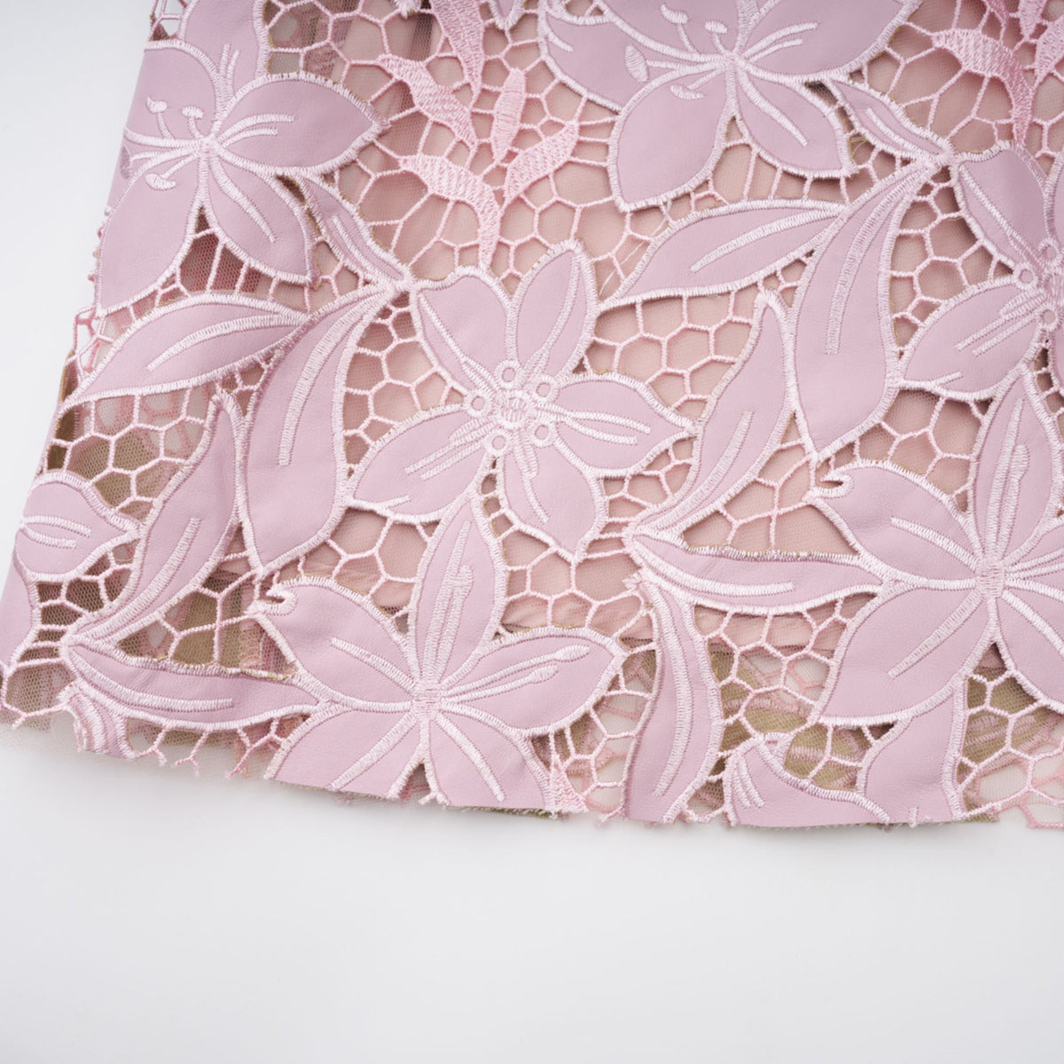 Vérane pink guipure-lace midi dress