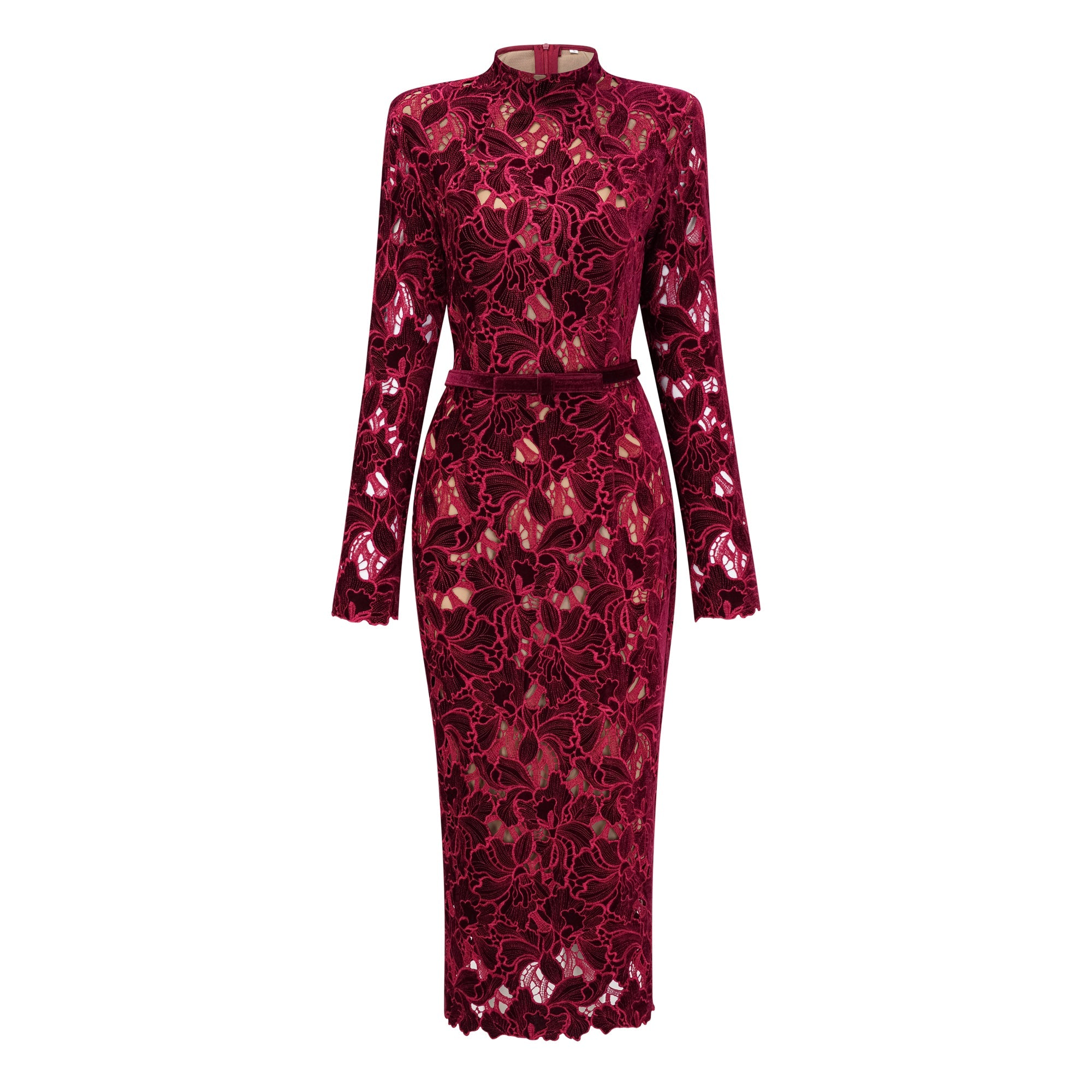 Hafdis Red Floral Embroidered Midi Dress (Final Sale-US Only)