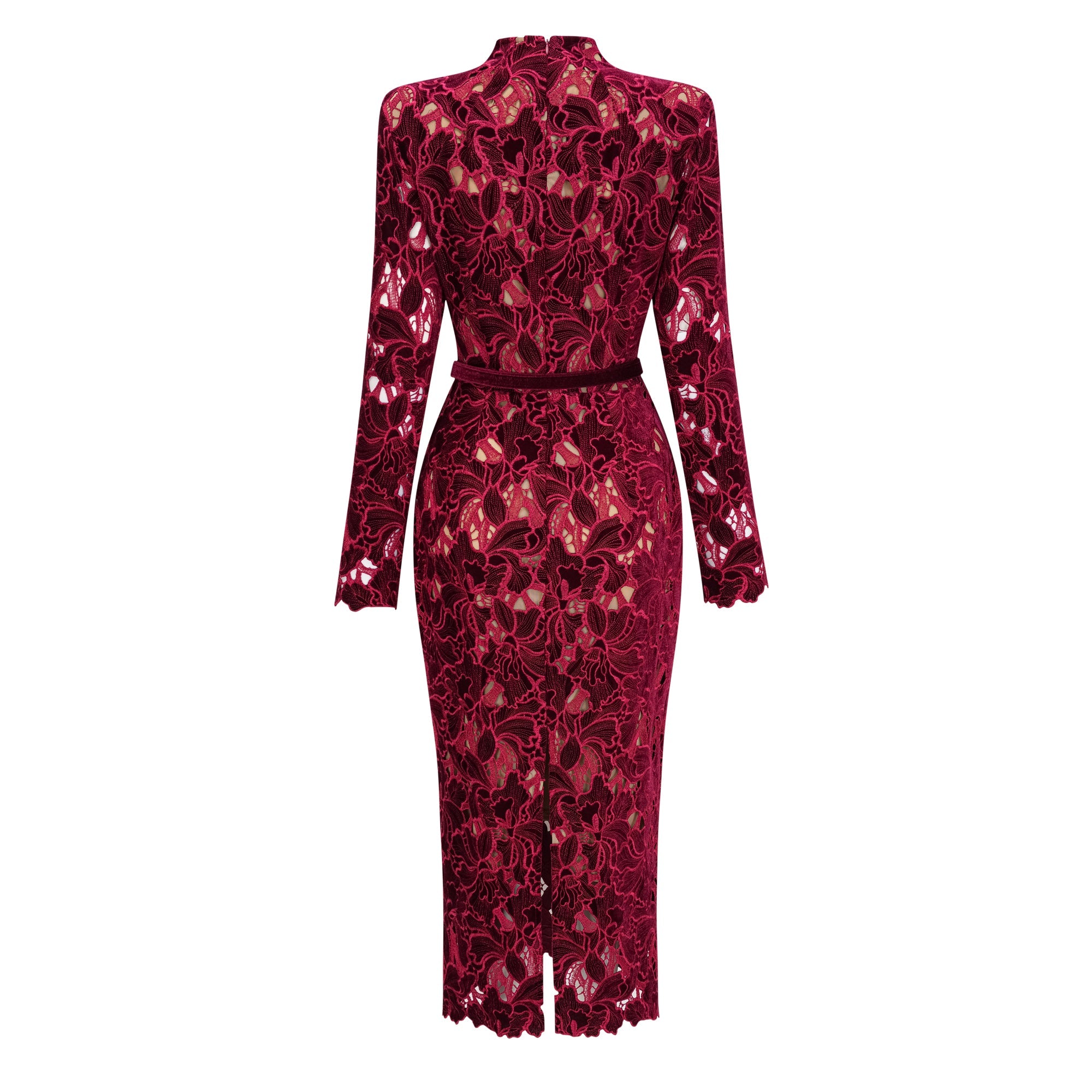 Hafdis Red Floral Embroidered Midi Dress