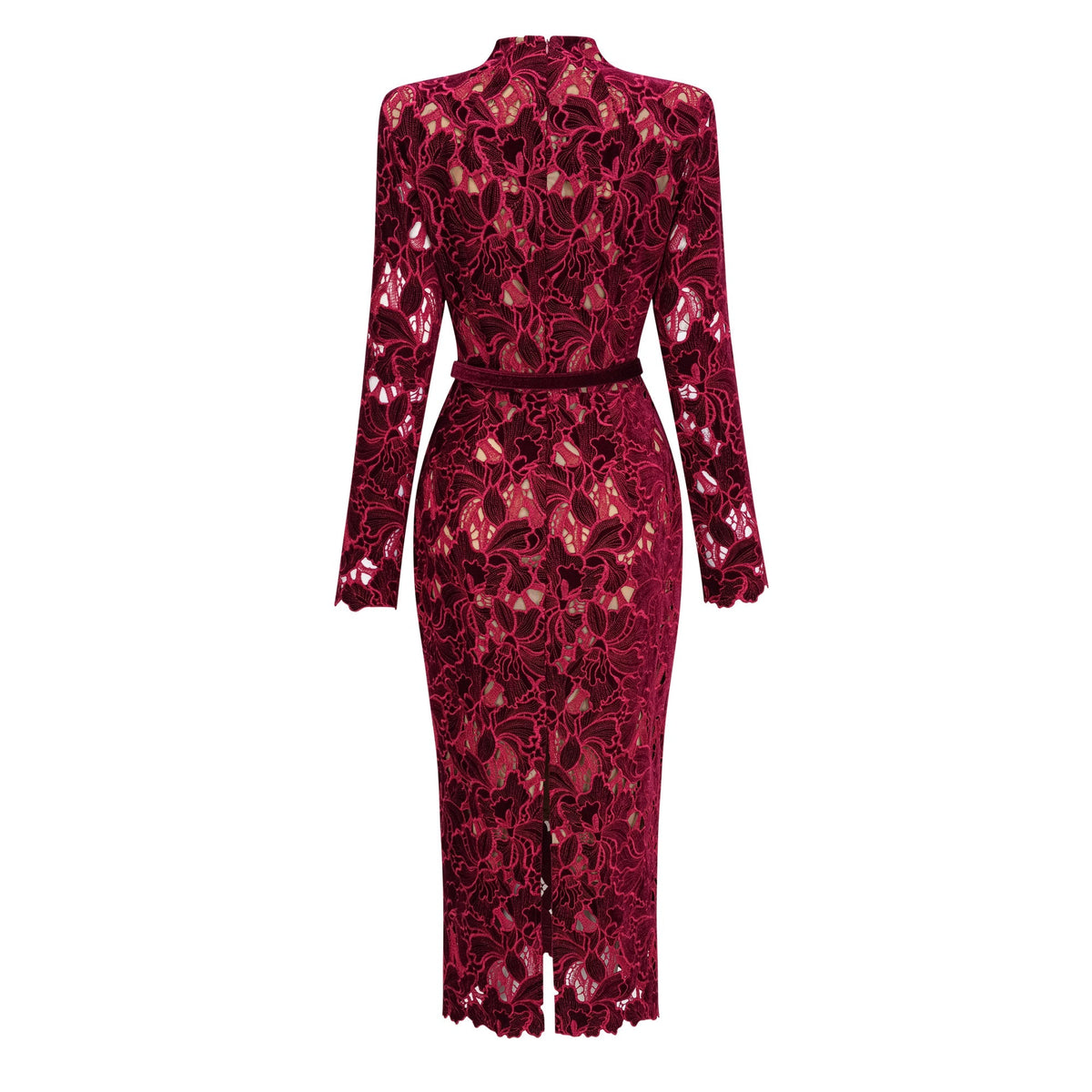 Hafdis Red Floral Embroidered Midi Dress