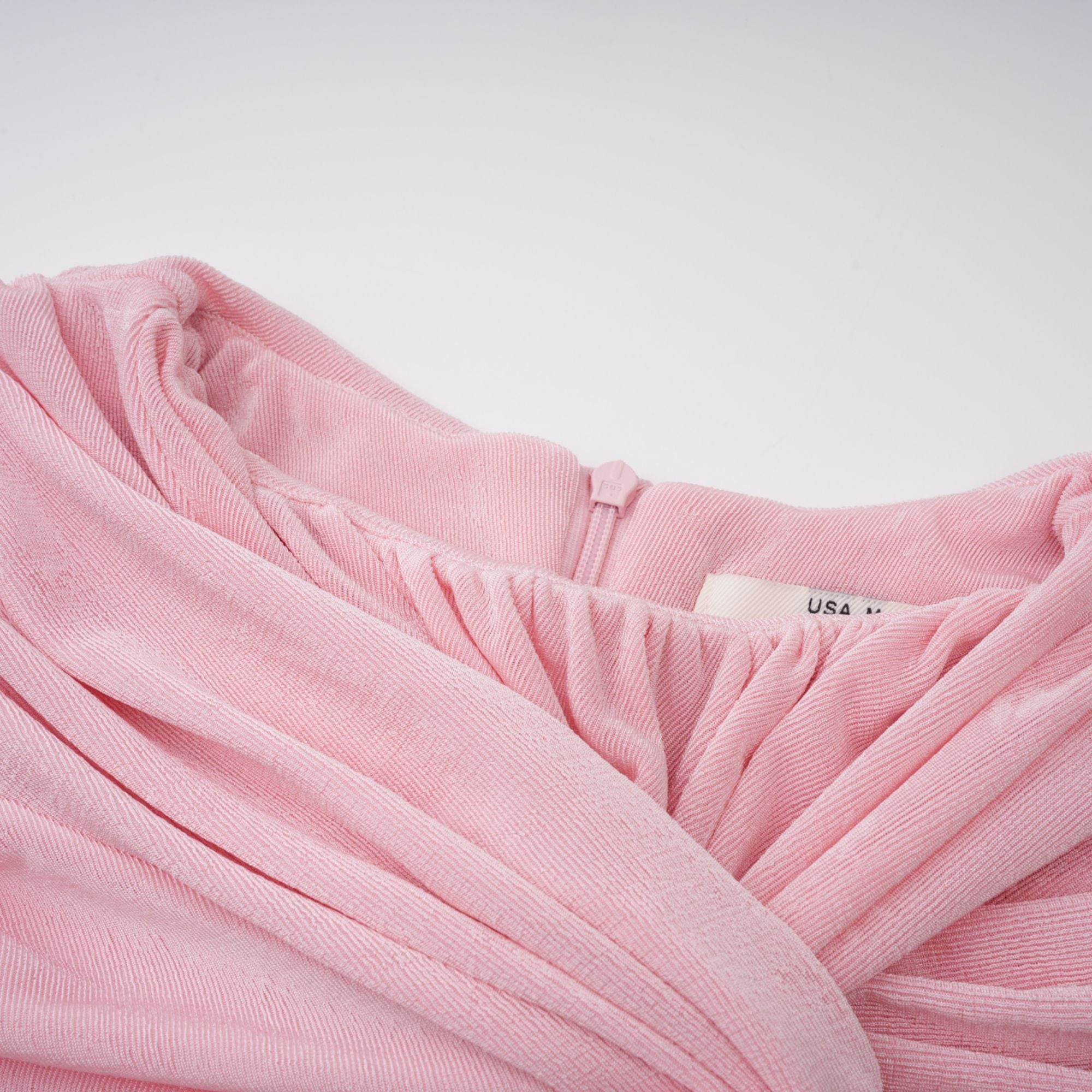 Moderne Pink Shawl Panel Ruched Maxi Dress (Final Sale-US Only)