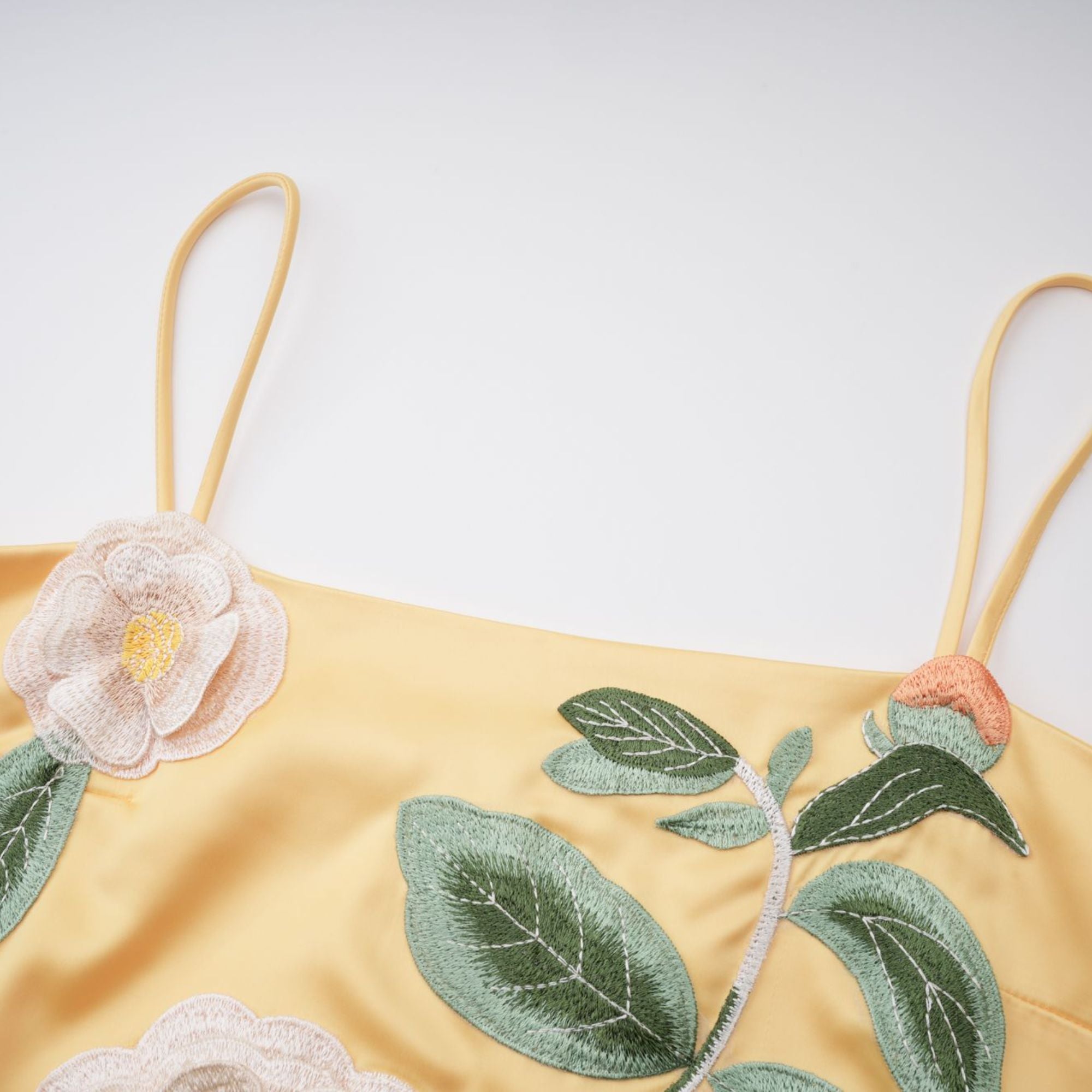 Avril Yellow Floral Embroidered Mini Dress (Final Sale-US Only)