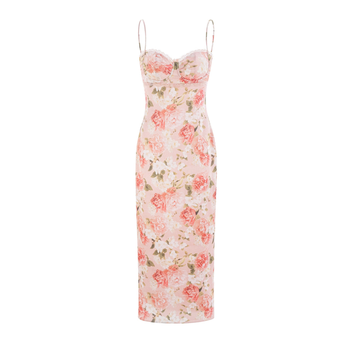 Yvette pink floral-print satin maxi dress