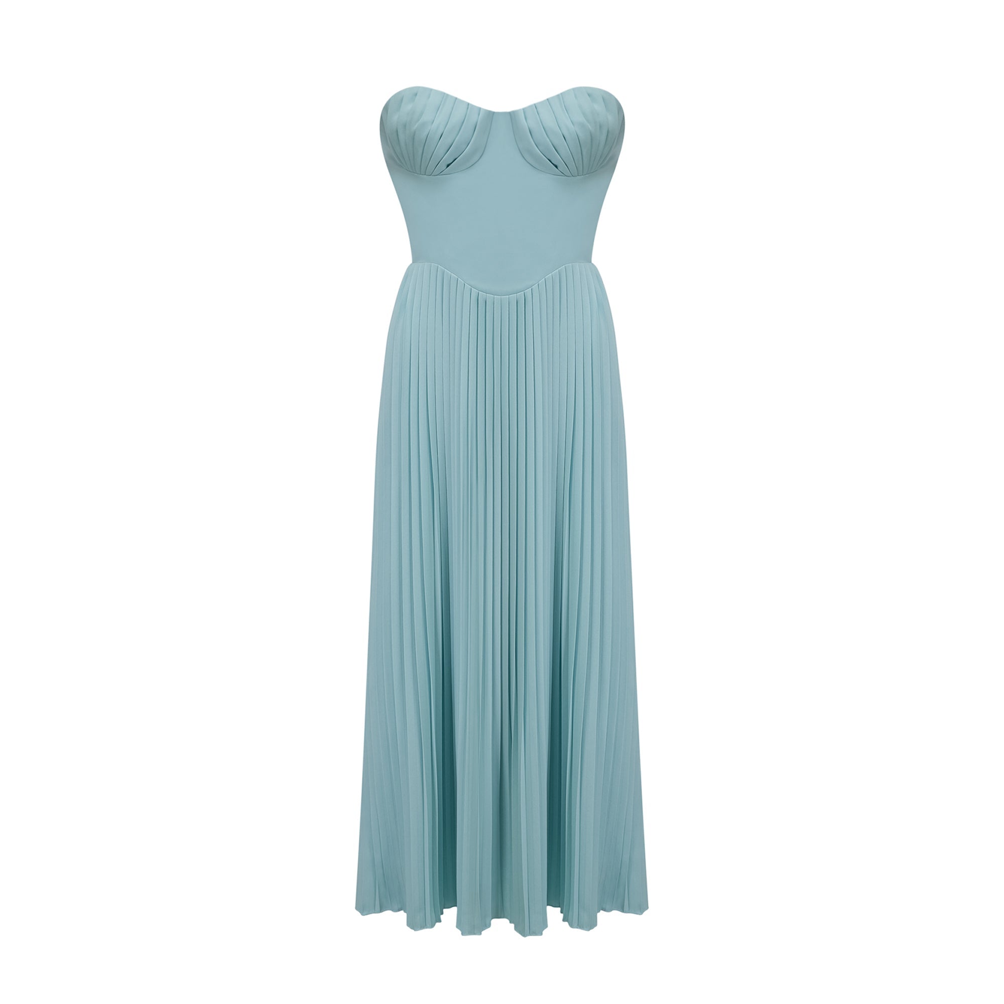 Carlotta blue pleated corset maxi dress (Final Sale-US Only)