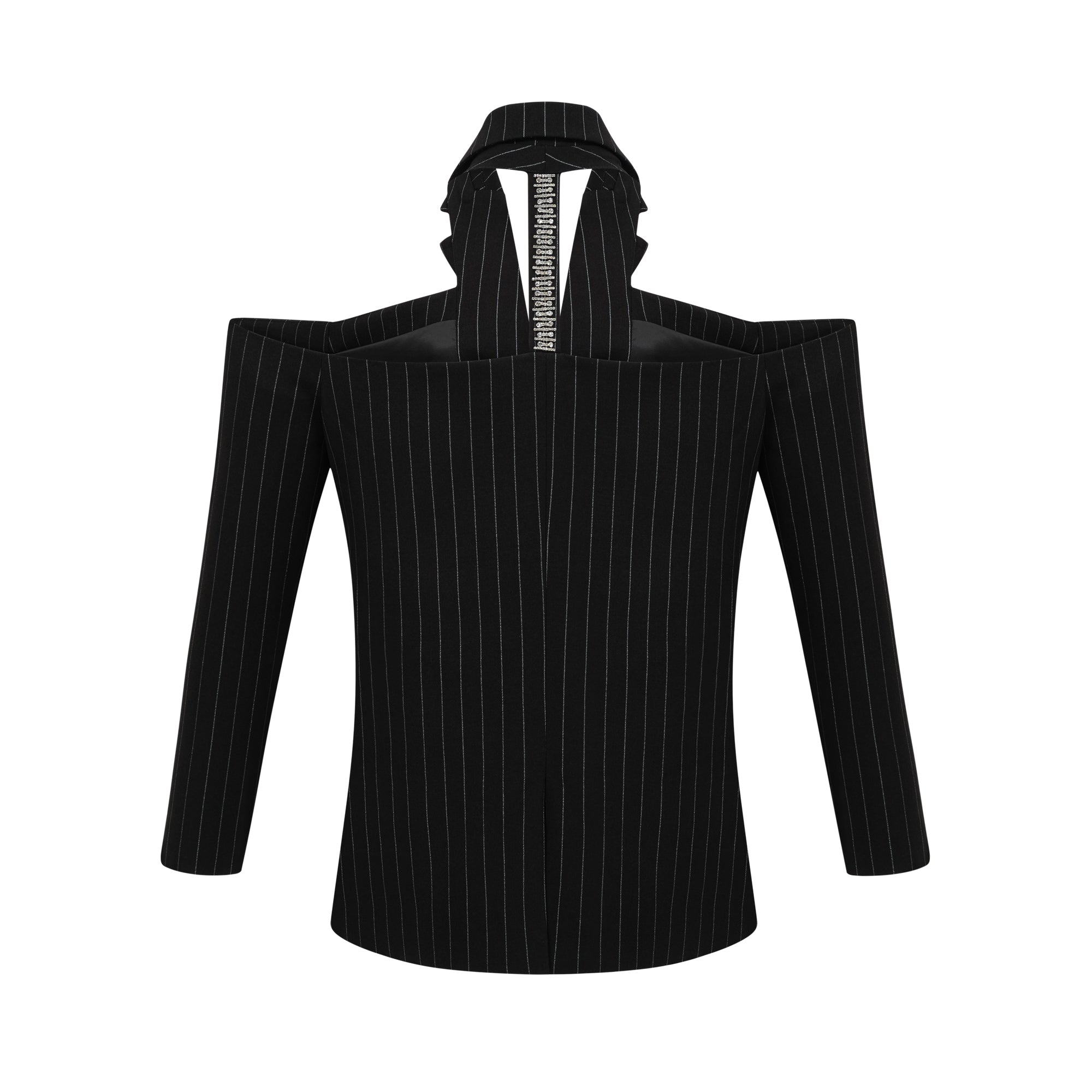 Stefania black striped open-back blazer (US Only)