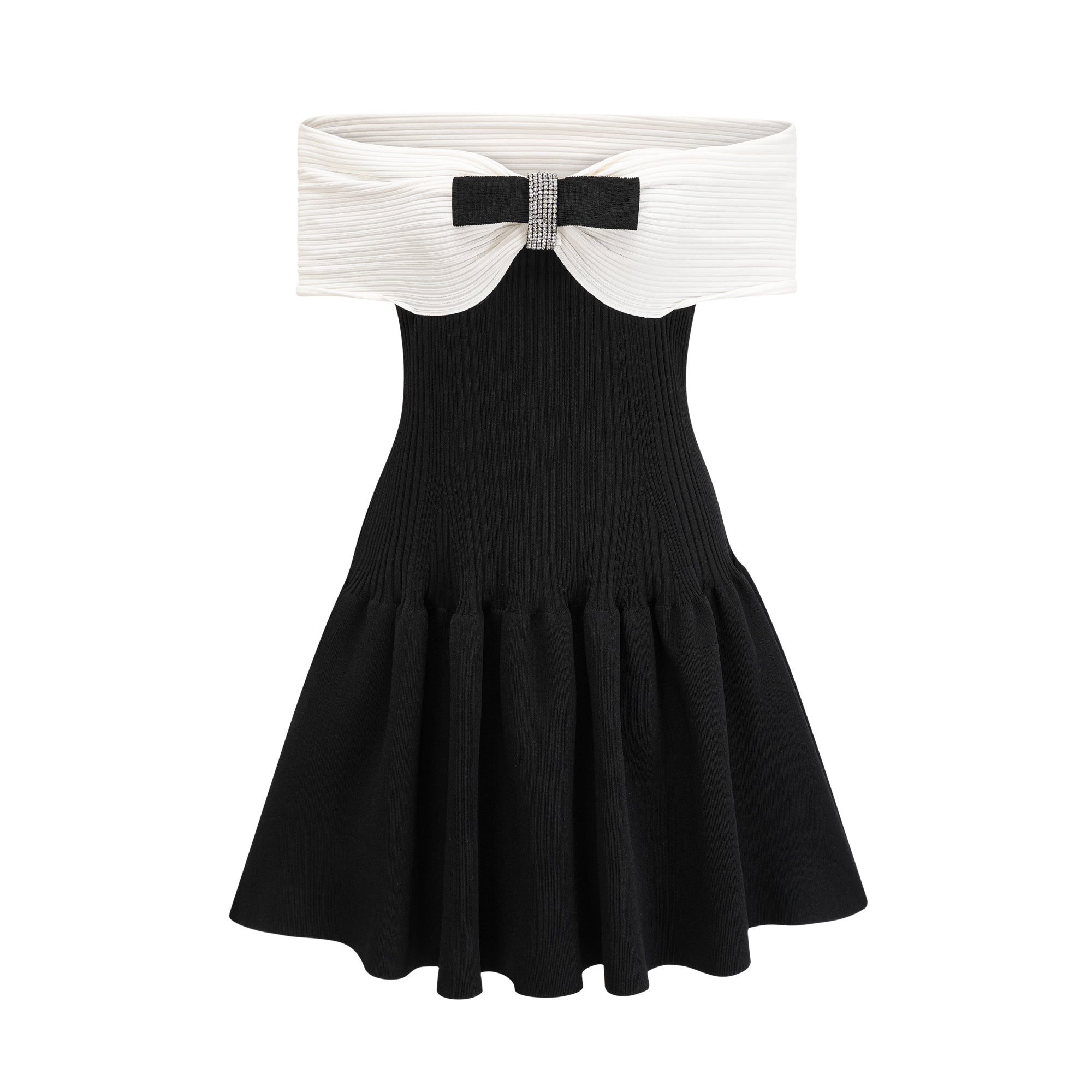 Angèle black off-shoulder knitted mini dress (Final Sale-US Only)