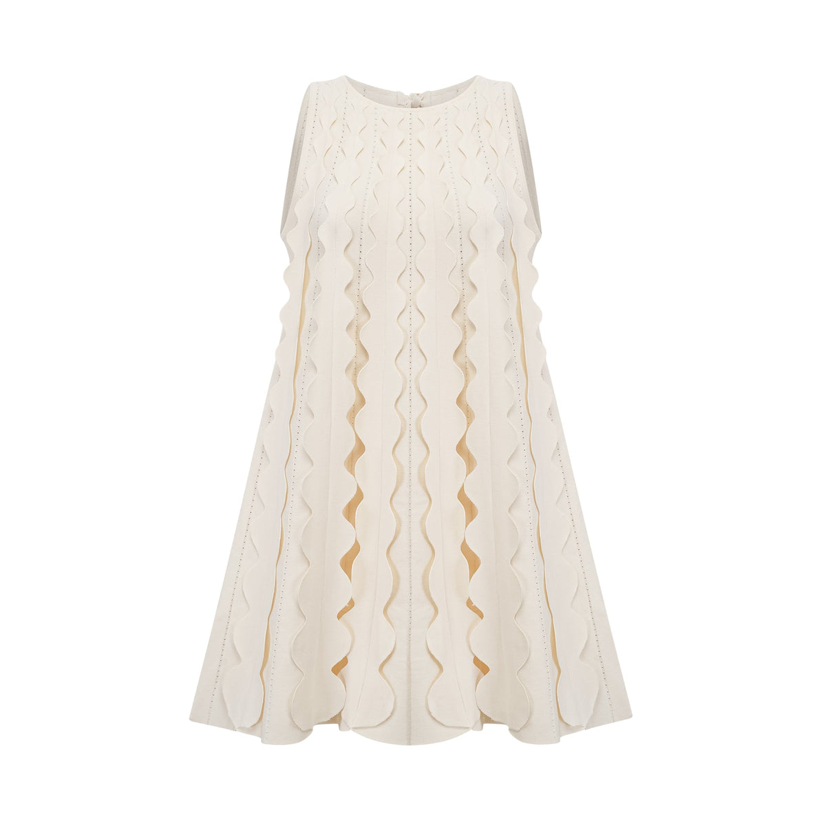 Axelle white wavy-detail sleeveless mini dress - White