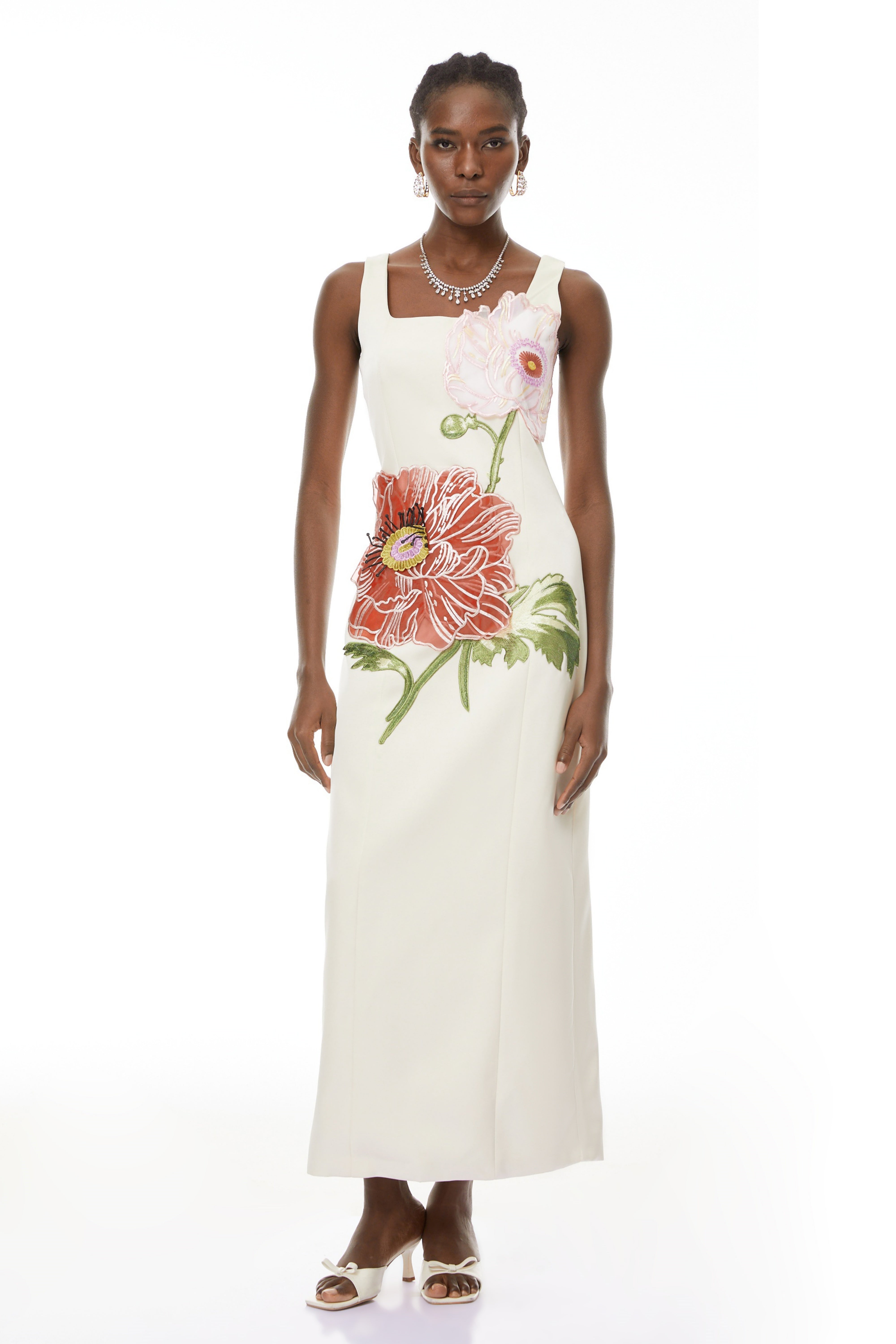 Damaris White Flora Embroidered Maxi Dress (Final Sale-US Only)