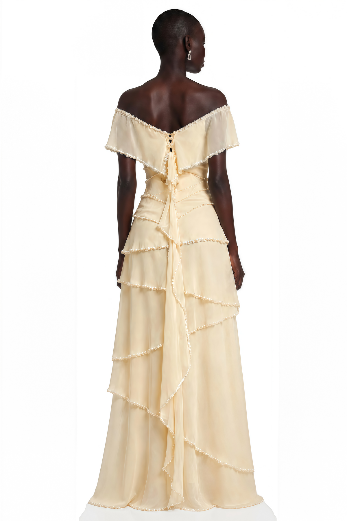 Damla Butter Asymmetrical Tiered Maxi Dress