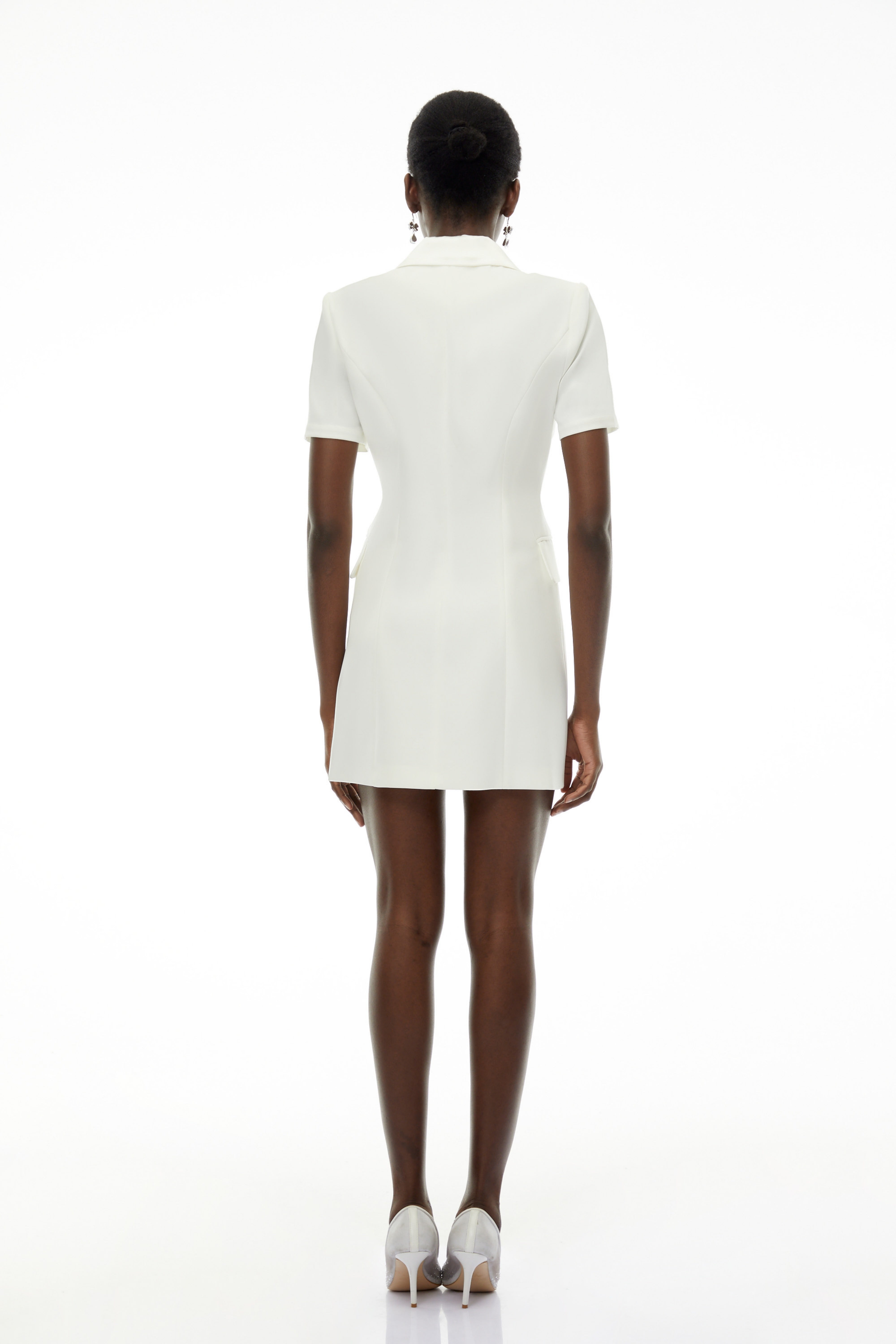 Daniella White Double-Breasted Embroidered Blazer Dress