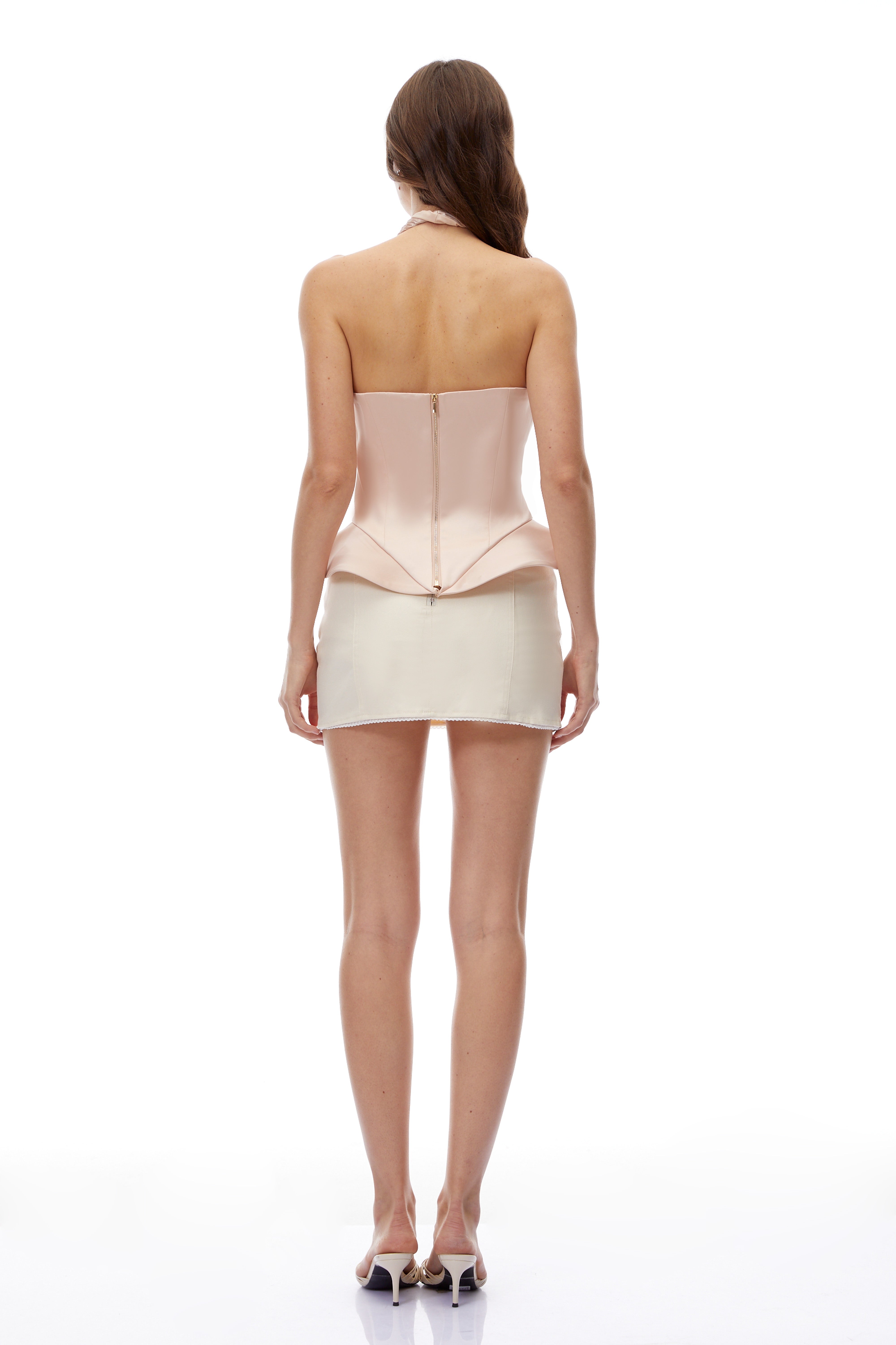 Daphne Pink Halterneck Cross Pleated Top