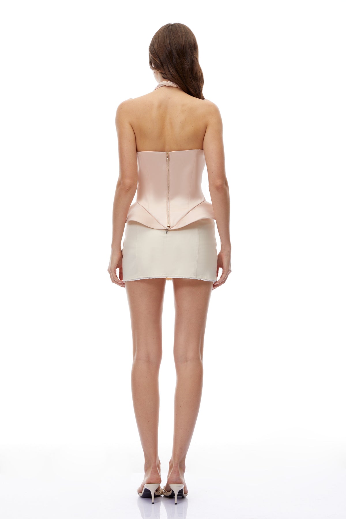 Daphne Pink Halterneck Cross Pleated Top