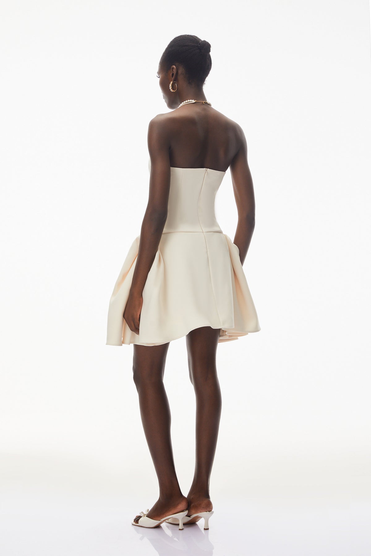 Daryna Ivory Cinched Waist Mini Dress