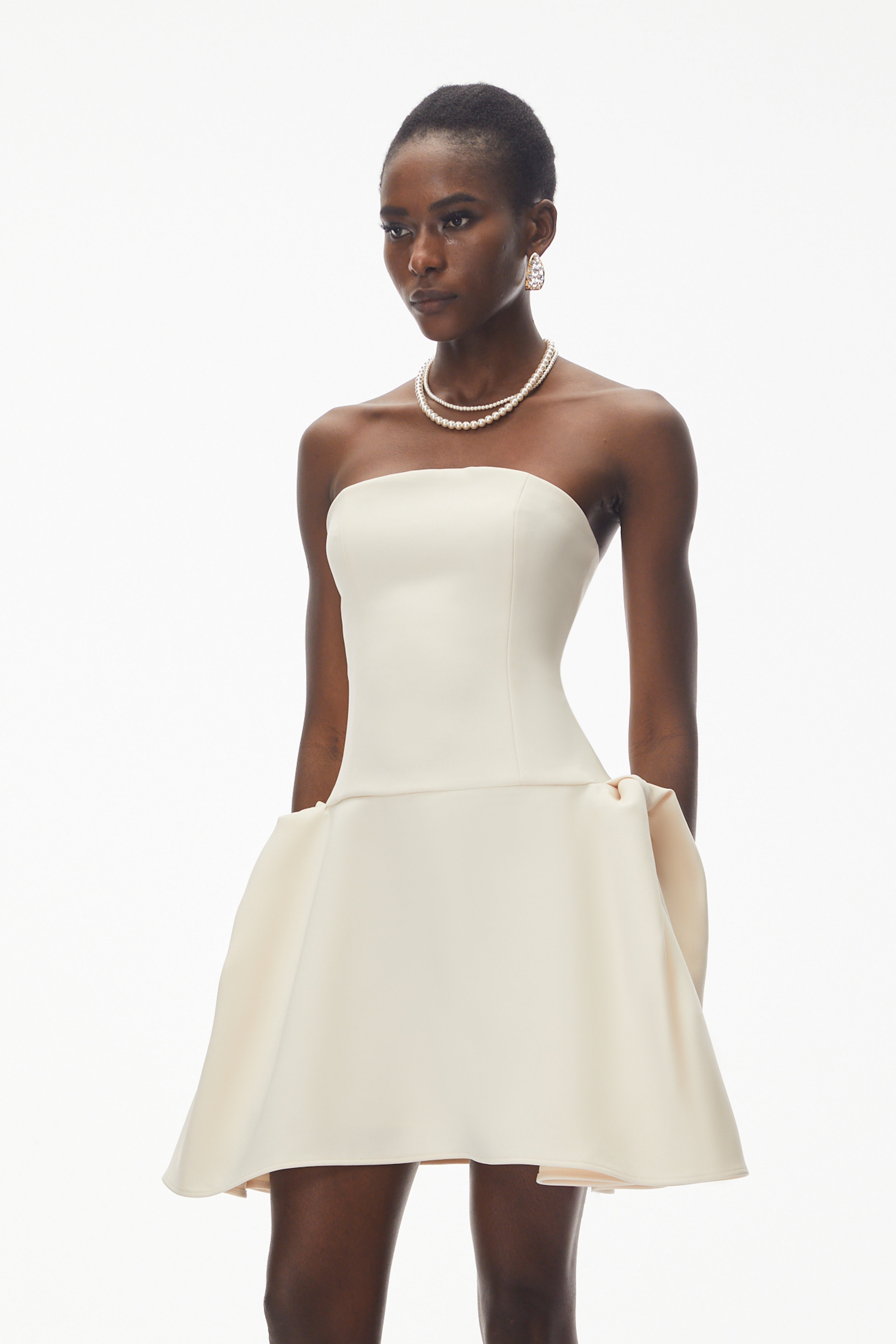 Daryna Ivory Cinched Waist Mini Dress