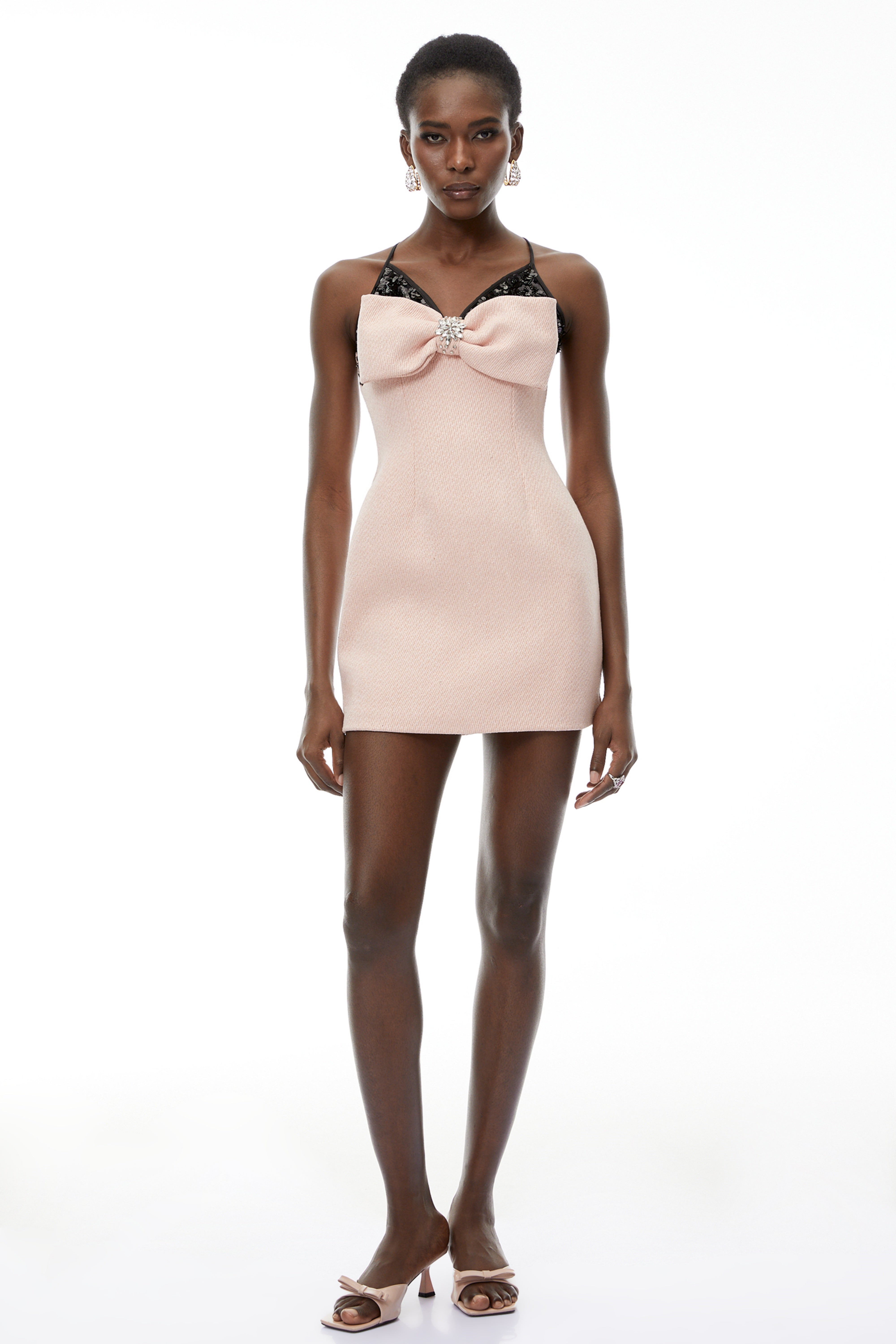 Delphine Pink Color Block Asymmetrical Mini Dress