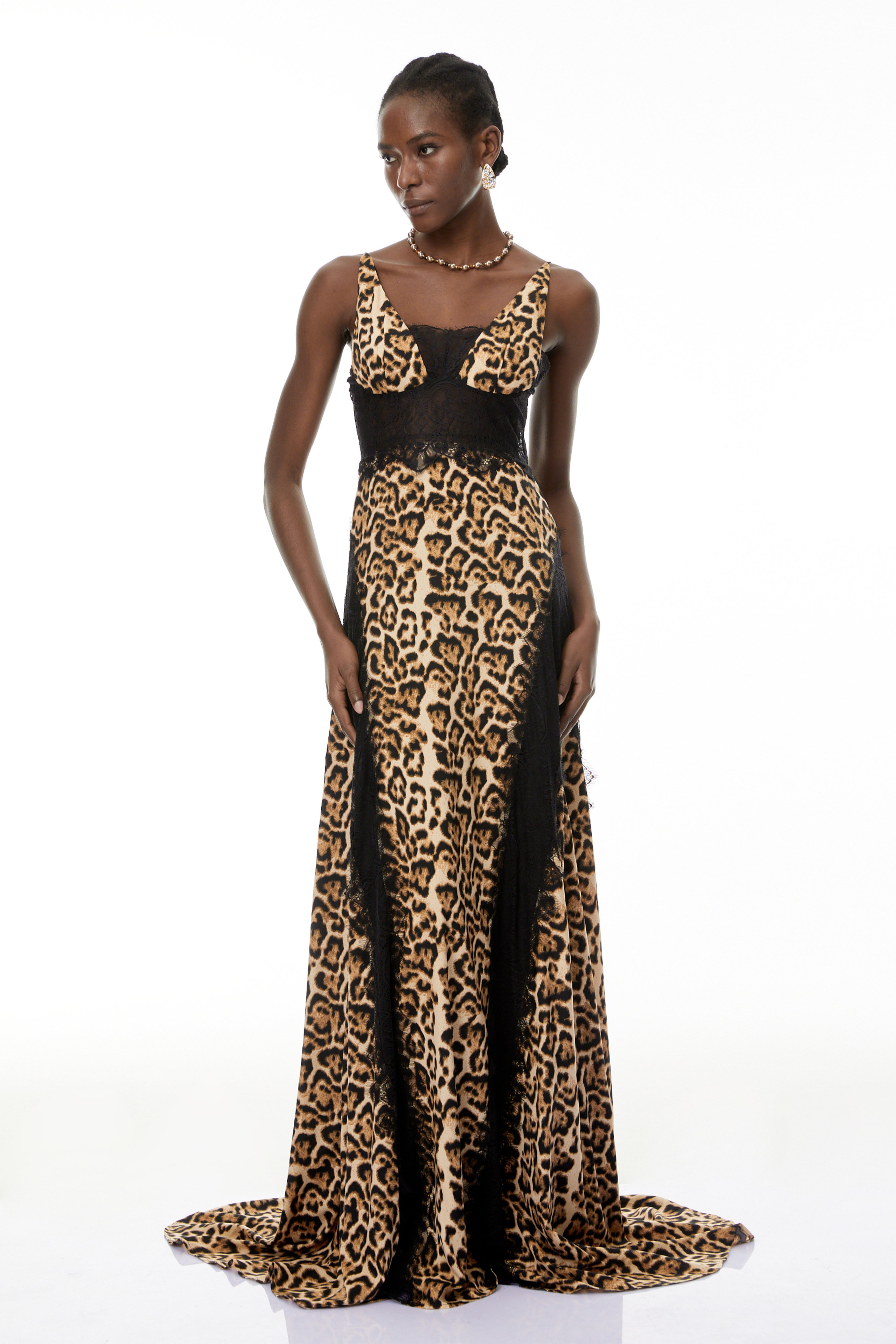 Denisa Brown Leopard Print Maxi Dress (Final Sale)