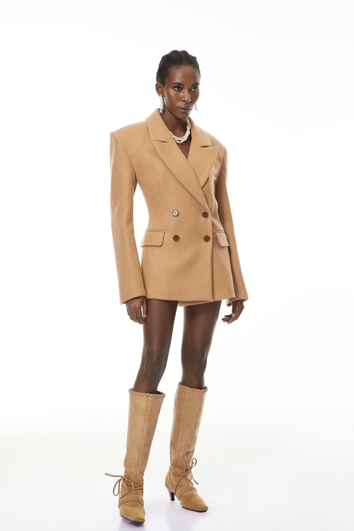 Dorina Khaki Double Breasted Blazer (Final Sale)