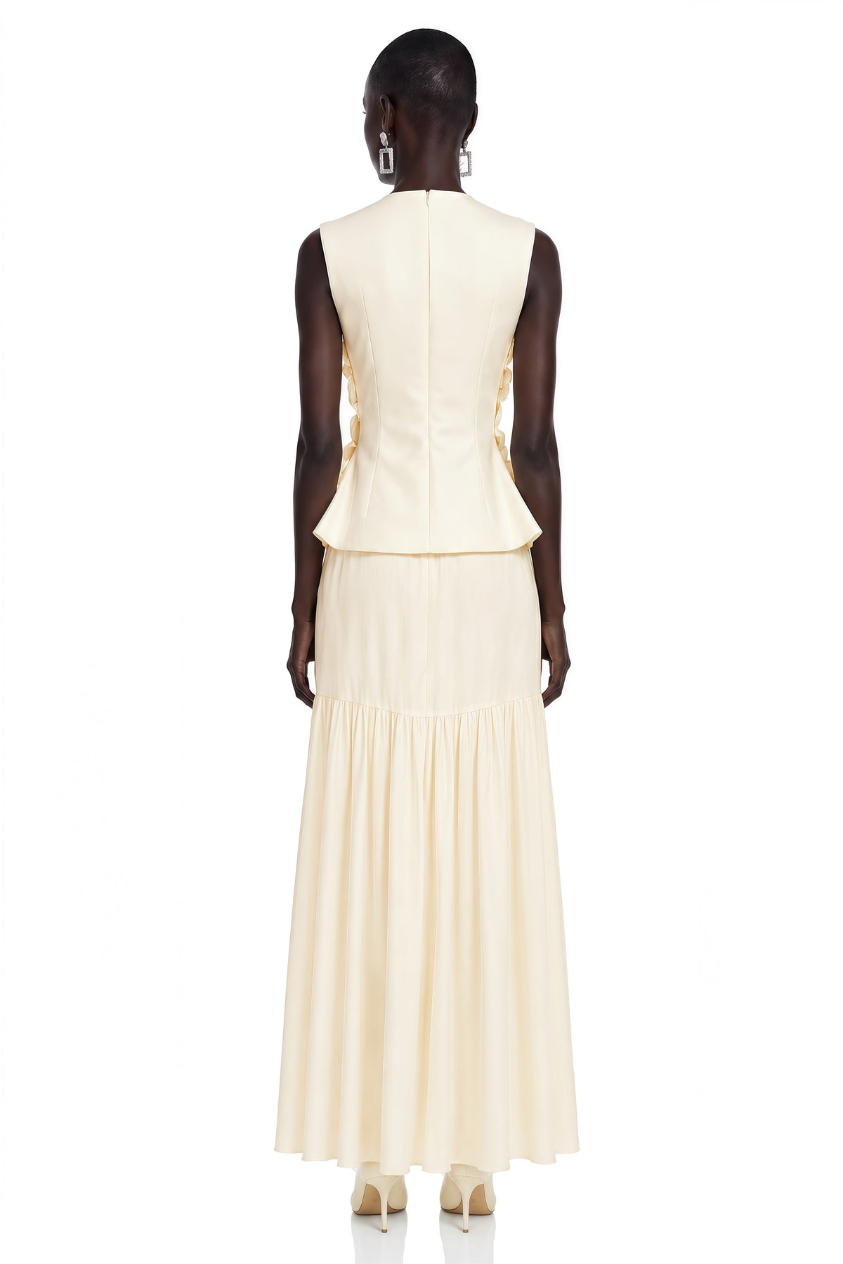 Edna Cream White Sleeveless Top with 3D Florals