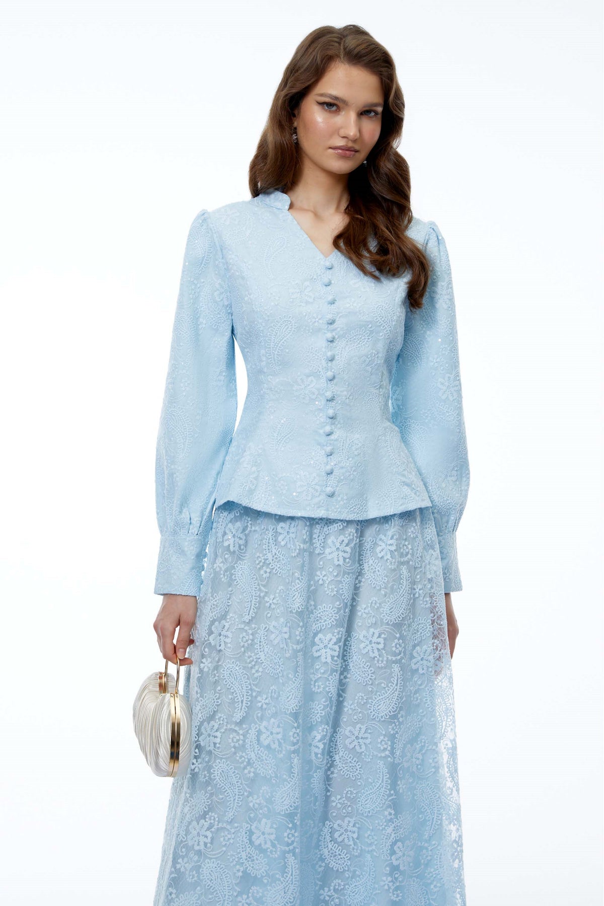 Eilish Blue Floral Print Top & Skirt Set
