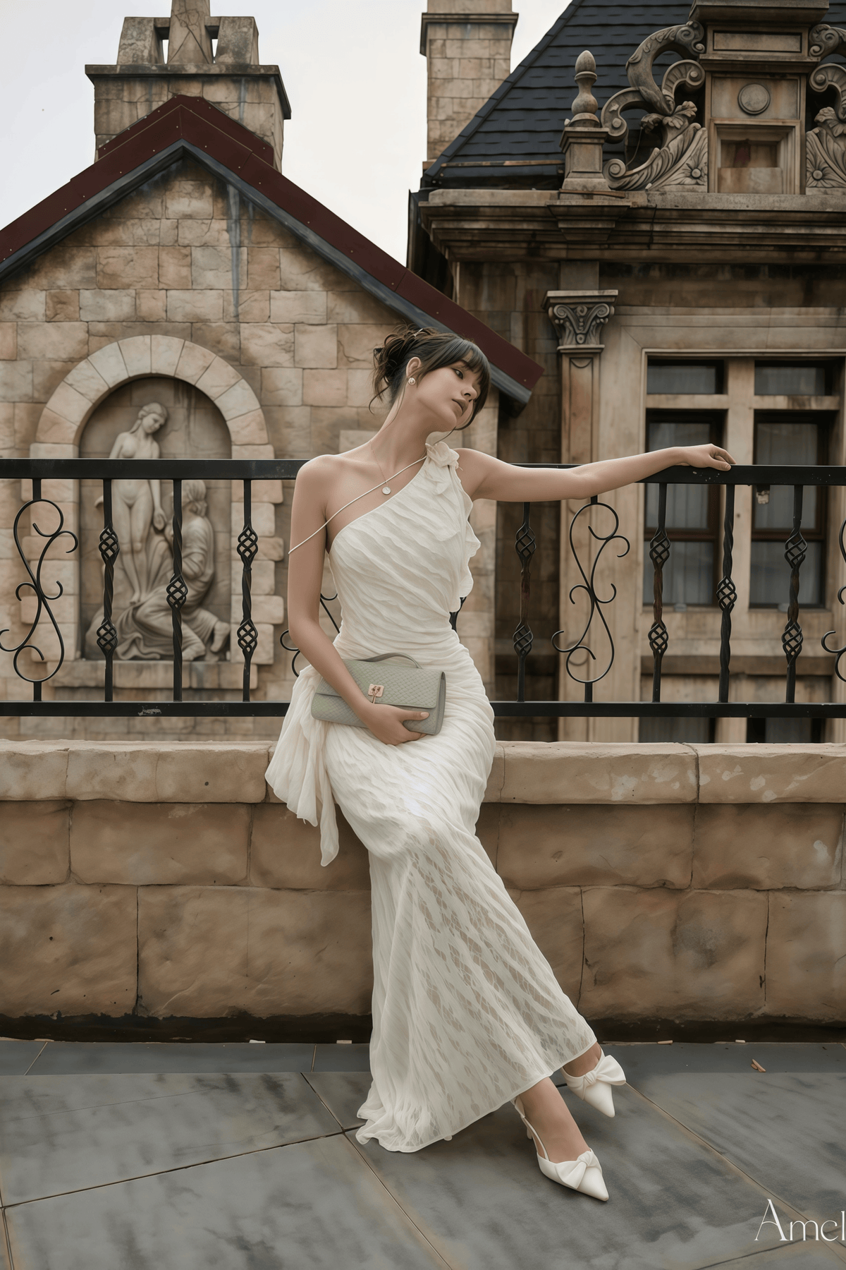 ekaterina white one shoulder floral lace maxi dress