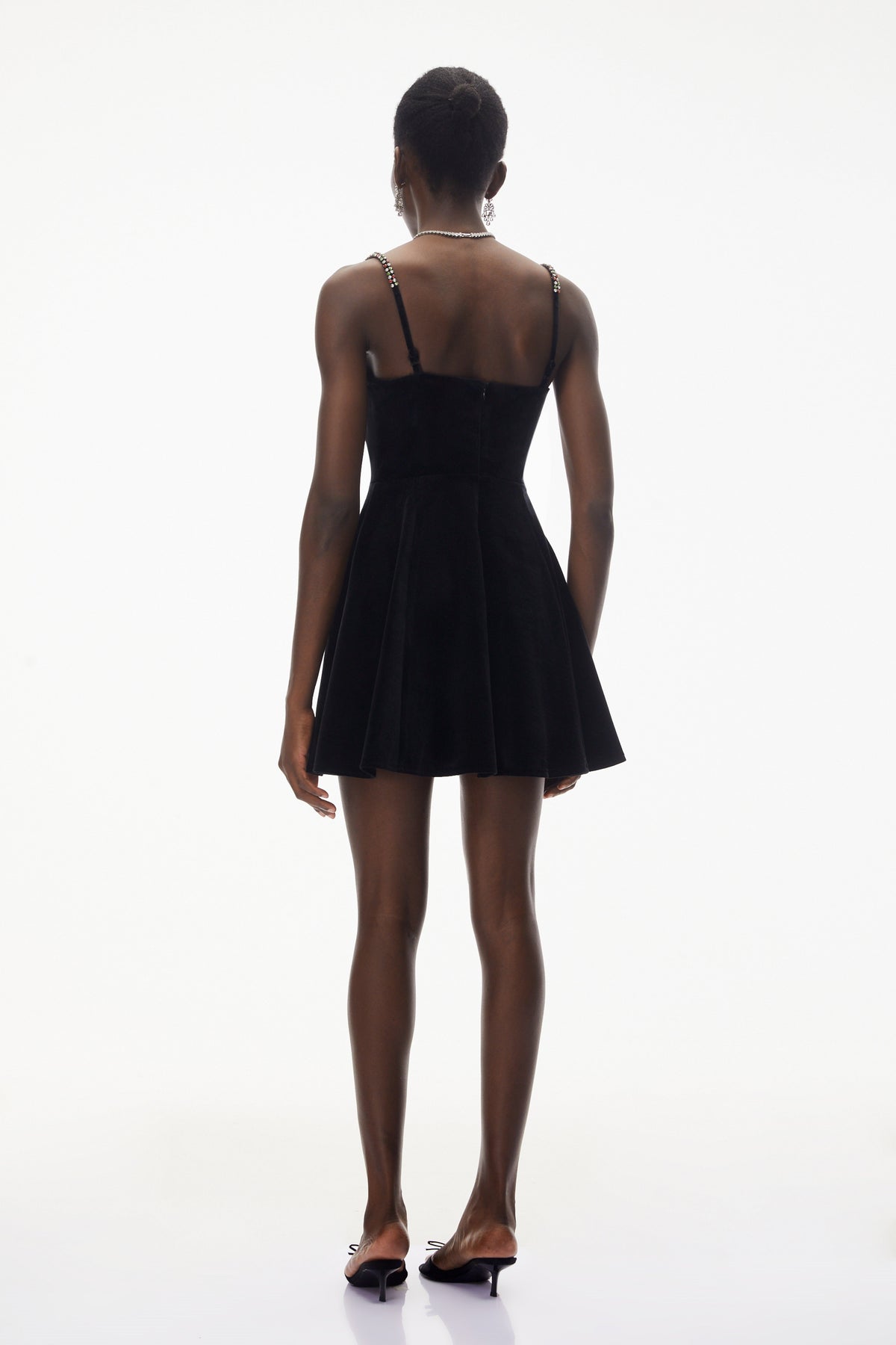 Elettra Black Off Shoulder Embellished Mini Dress (Final Sale)